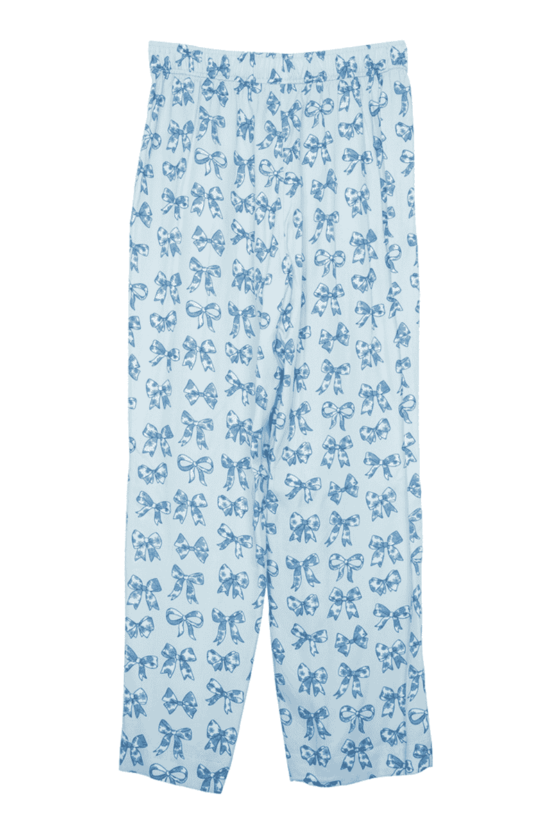 Light Blue Toile Coquette Bows Boxer Pants: Light Blue Bow / M