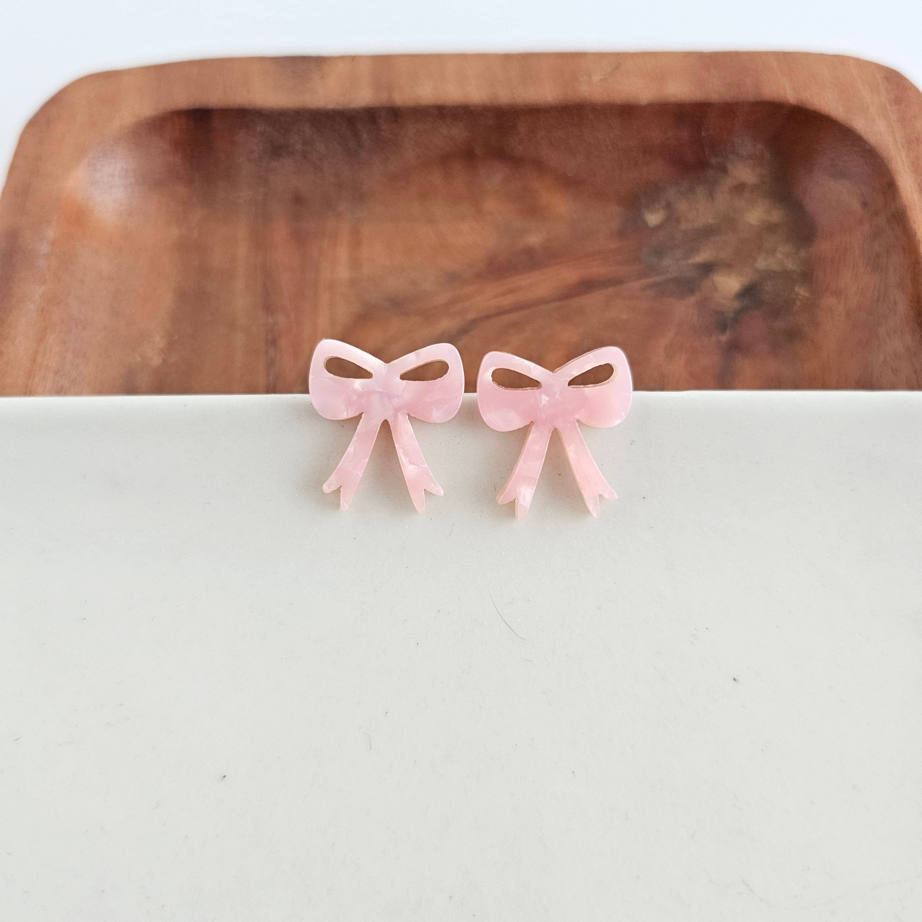 Bow Studs - Pink // Earrings, Gifts, Jewelry