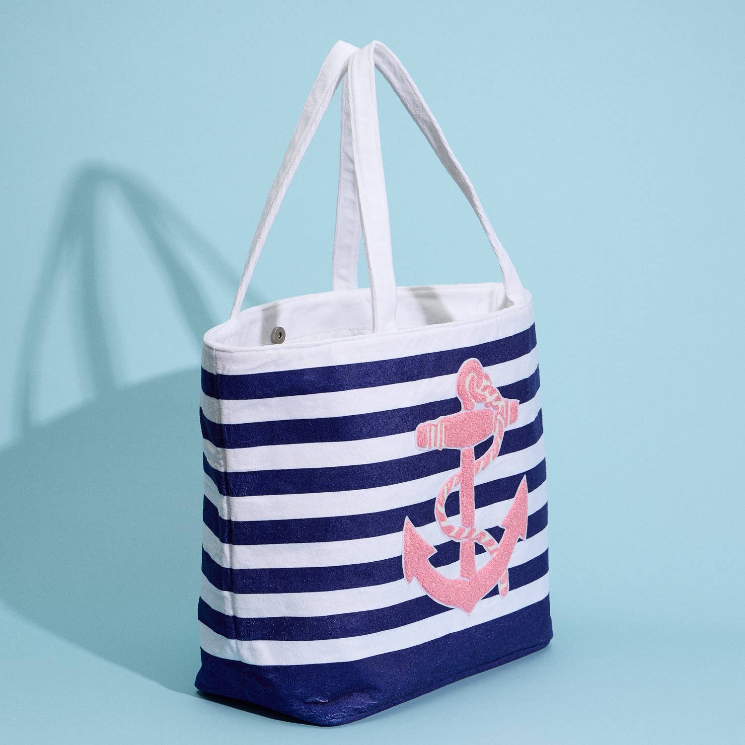 Striped Tote Bag with Anchor Design: Navy / One / 5AG78016