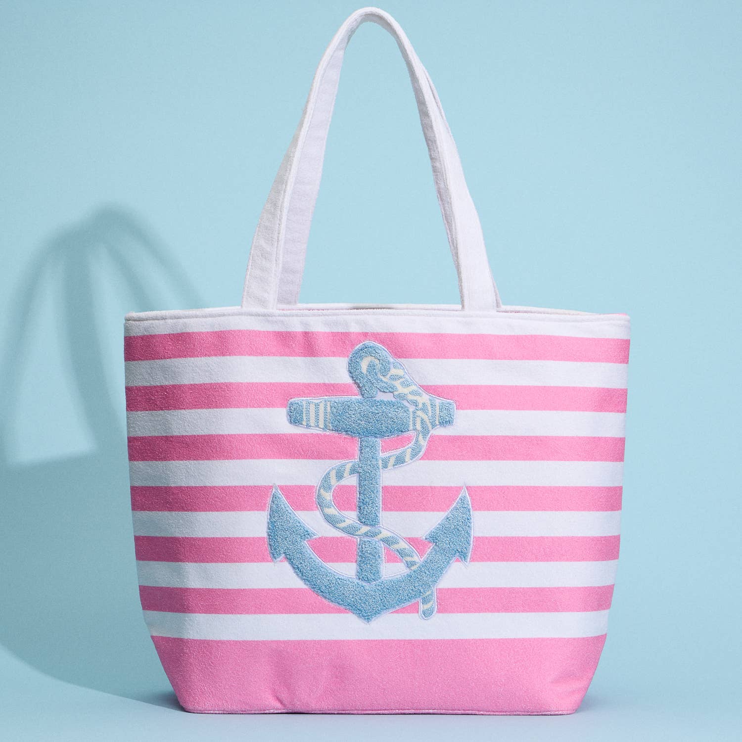 Striped Tote Bag with Anchor Design: Navy / One / 5AG78016