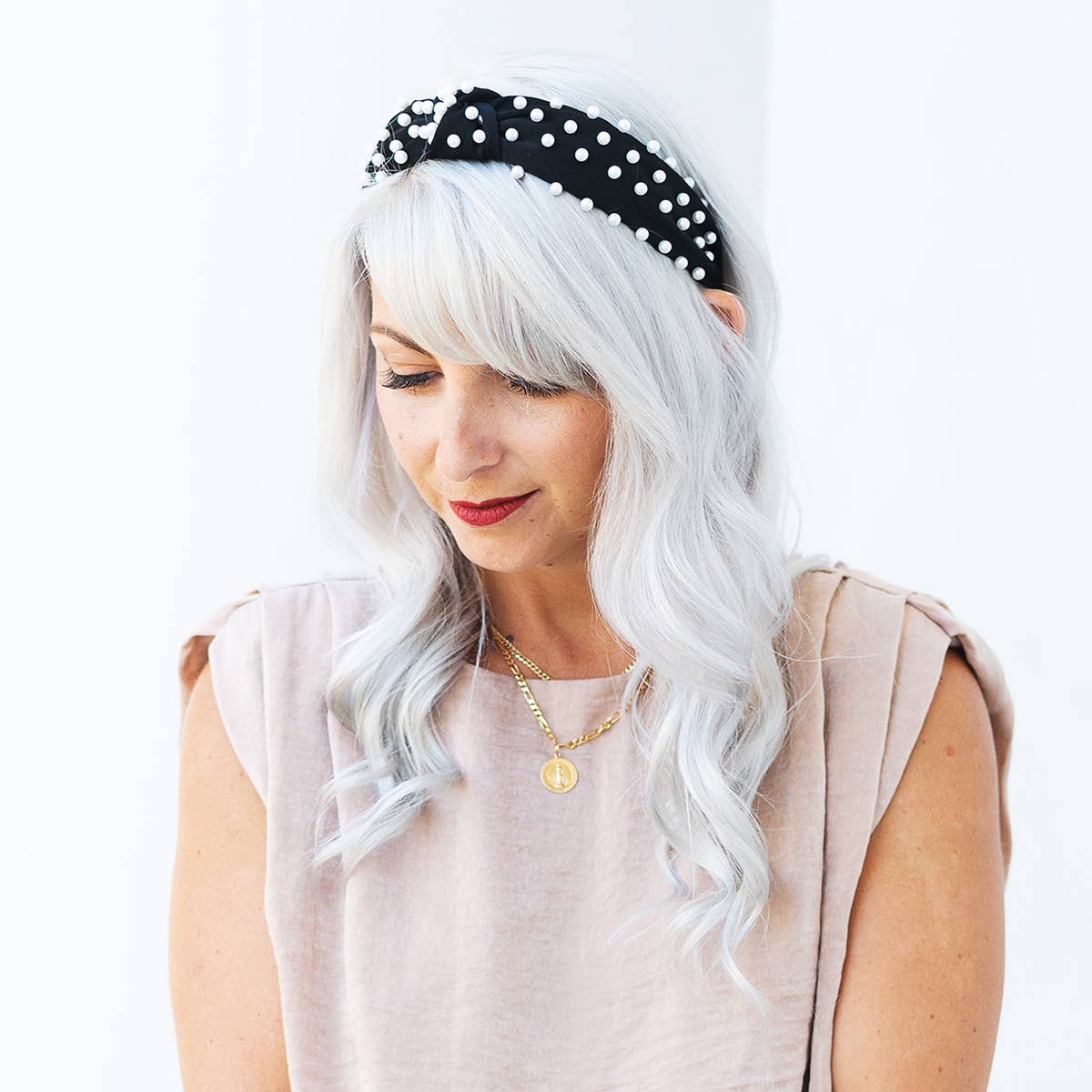 Paige Satin Headband: Berry