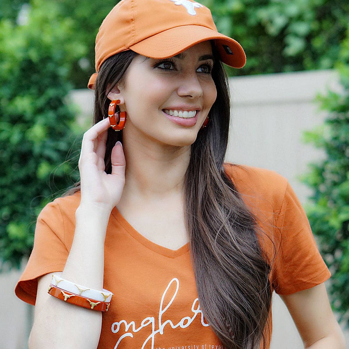 Texas Longhorns Resin Logo Hoop Earrings : Burnt Orange