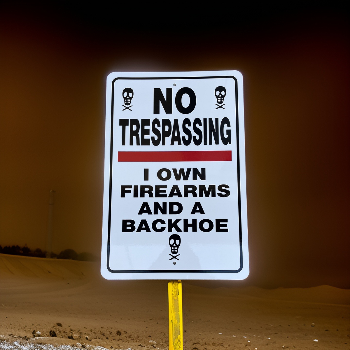 No Trespassing I own Firearms Sign Aluminum 12 in X 18 in