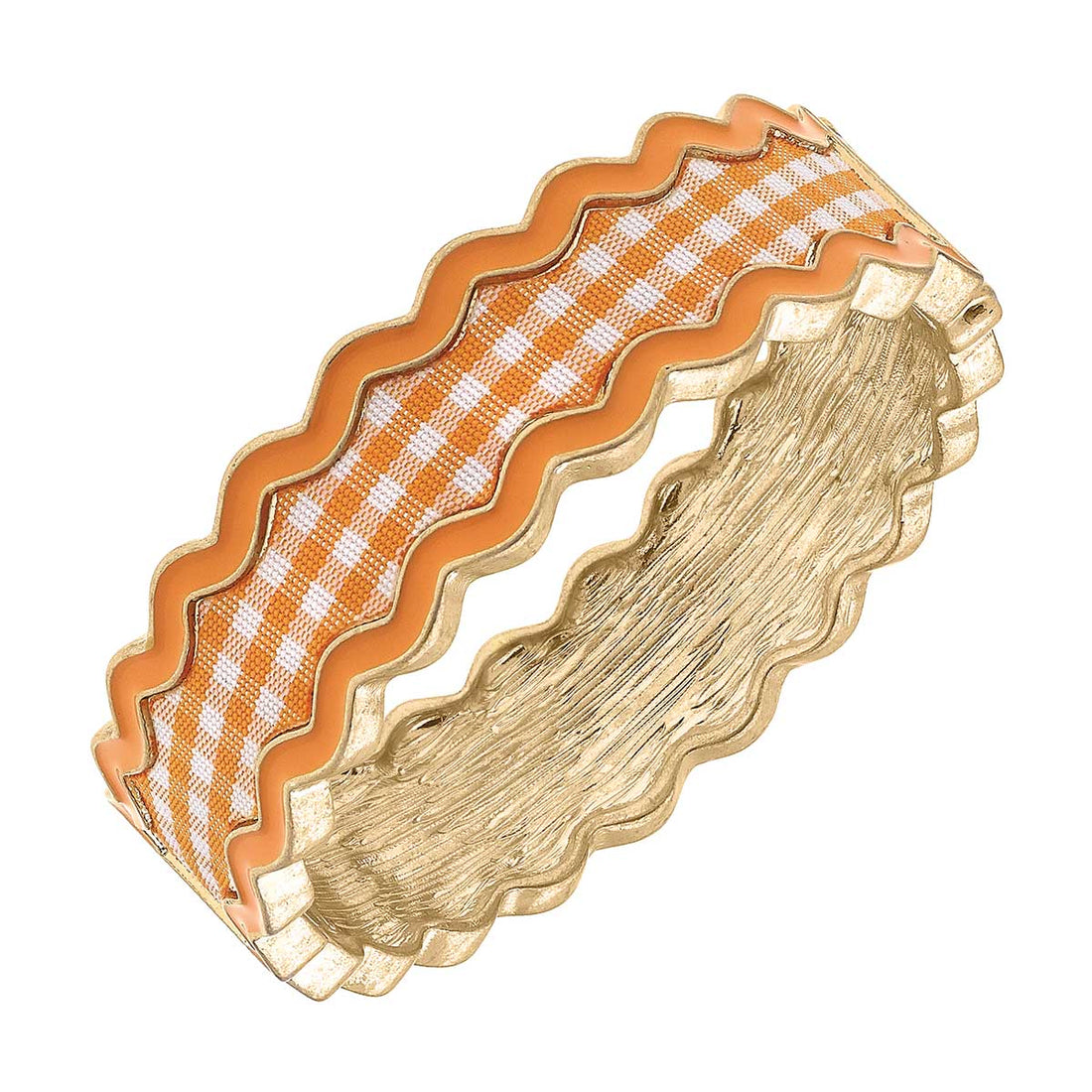 Annalise Gingham Statement Bangle: Orange