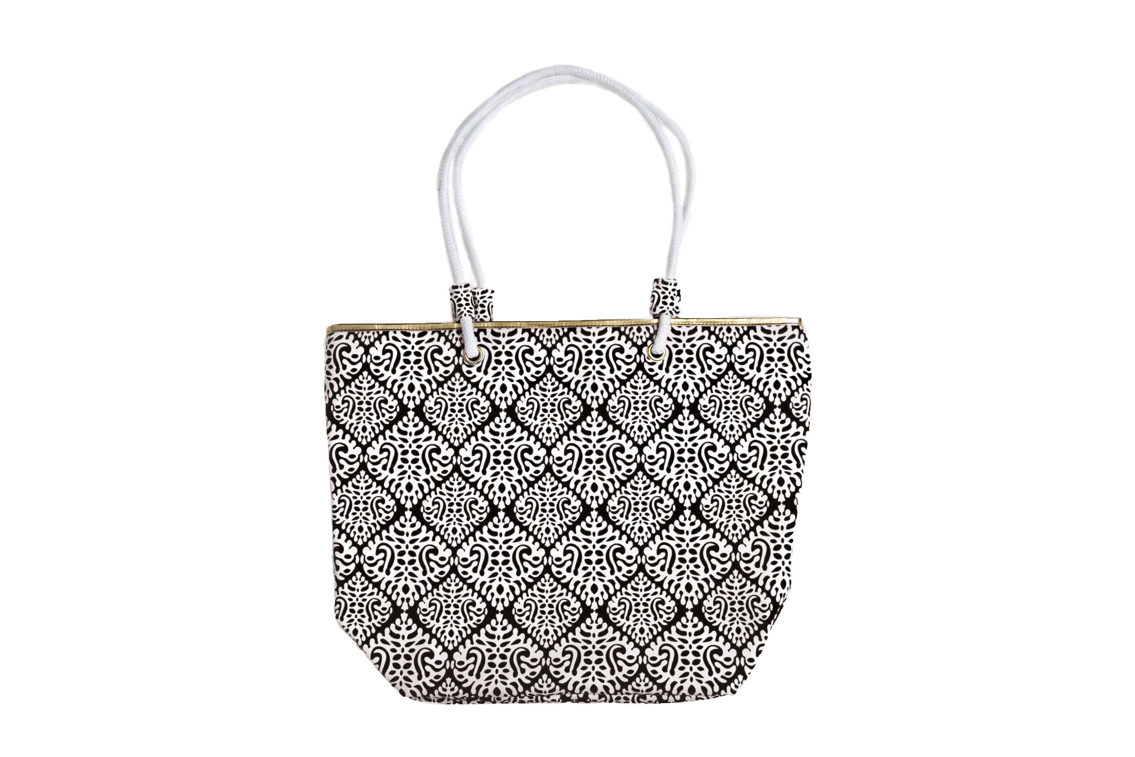 Catalina Tote Bag - Green and White Octagon by TOP IT OFF