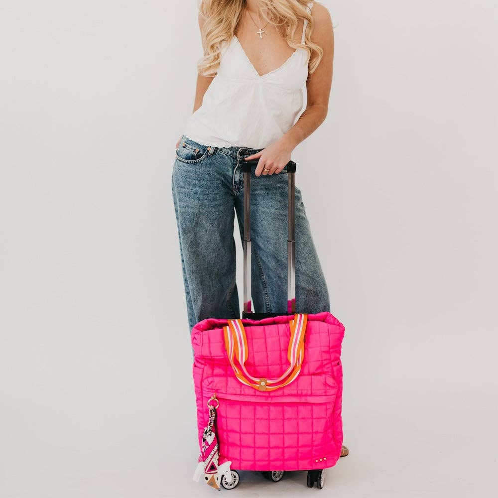 Tenley Quilted Tote Roller Bag: Fuchsia