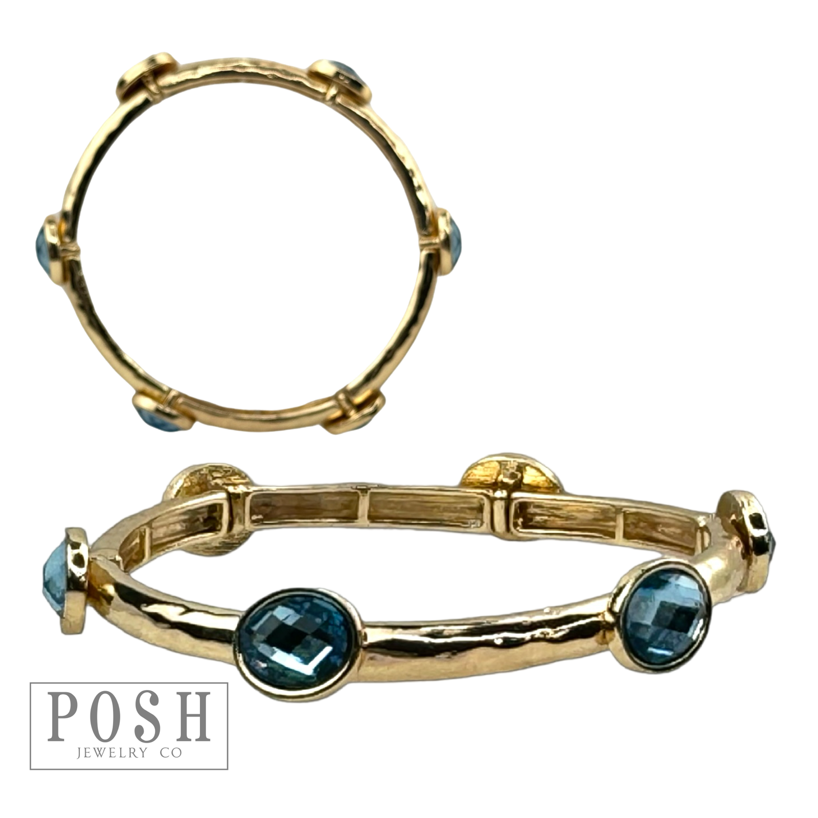 Faceted oval crystal bracelet: Blue