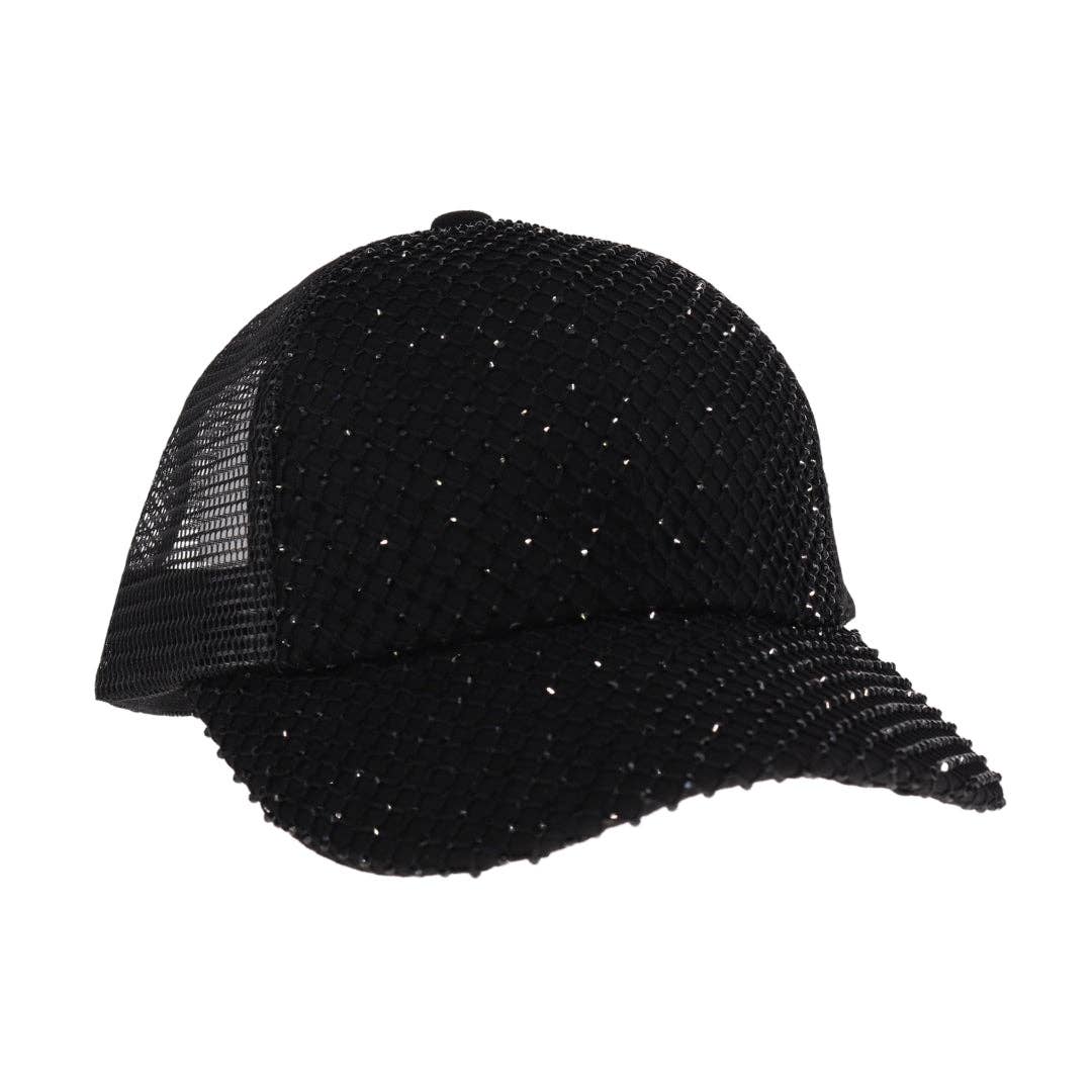 Rhinestone Adorned C.C Ball Cap BAB8040: Clear