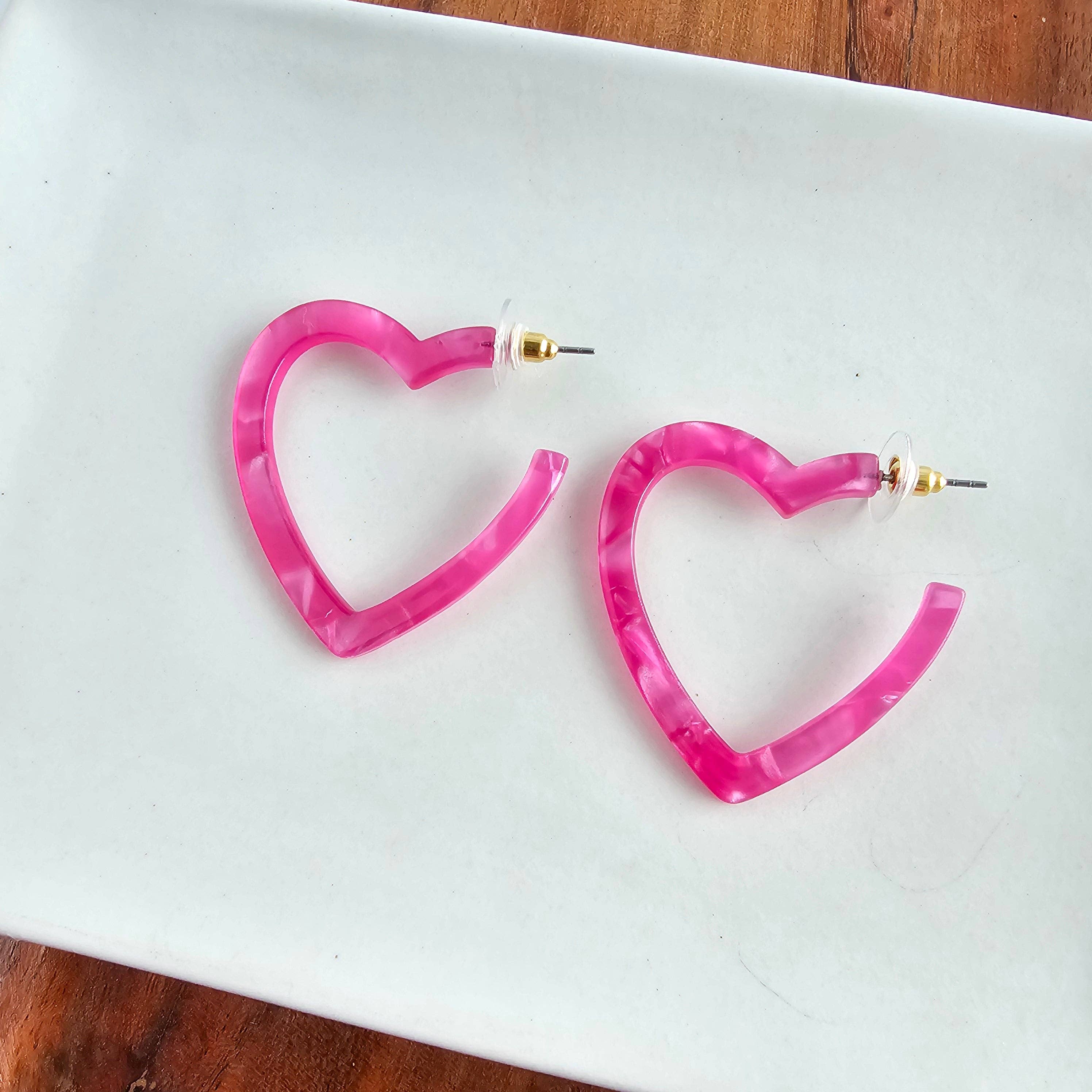 Heart Hoops - Hot Pink // Valentine&