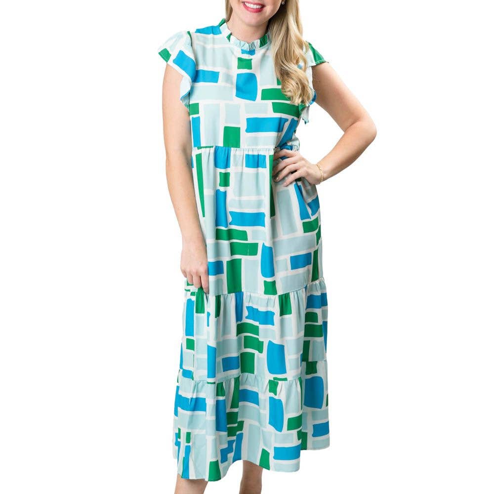 Laura Dress: Navy and Pink Diamond / Small