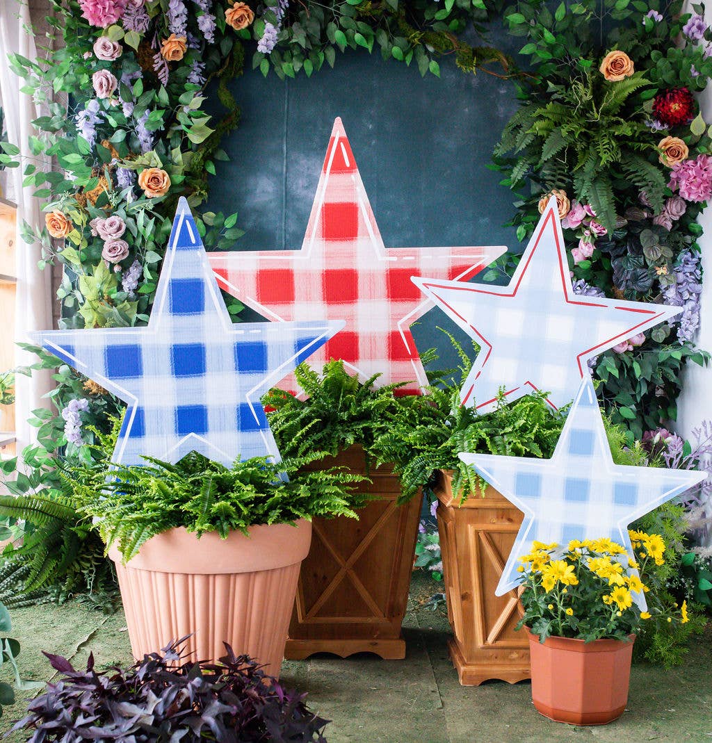 Gingham Star Garden Stake Extra Large Red