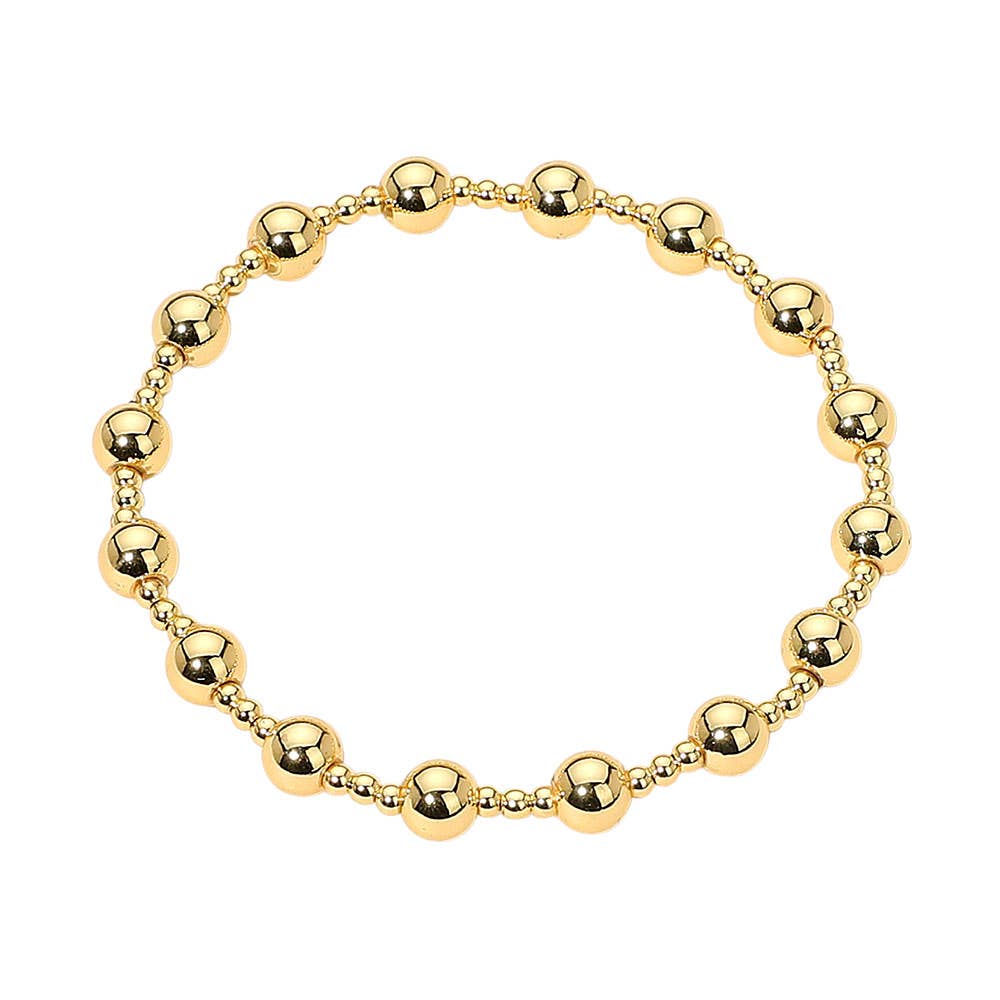 Stainless Steel Alternating Beaded Stretch Bracelet: Silver,Two Tone