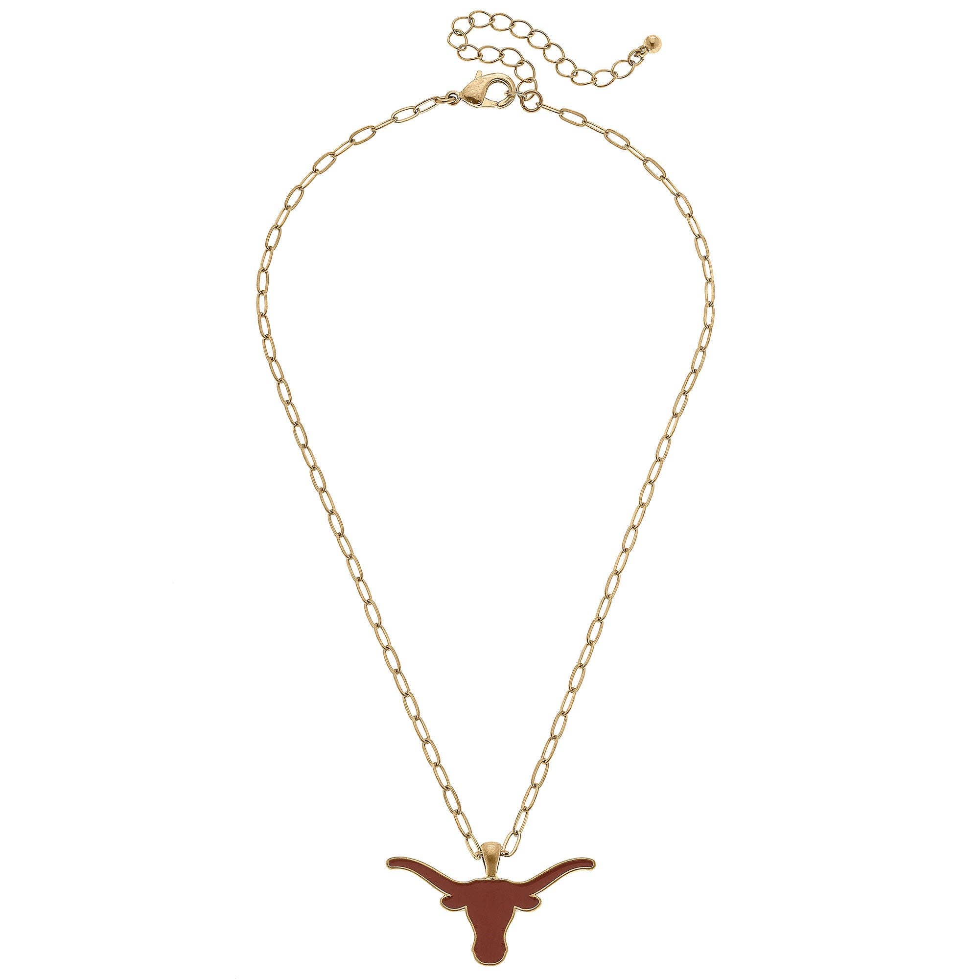 Texas Longhorns Enamel Pendant Necklace in Burnt Orange by Canvas Style