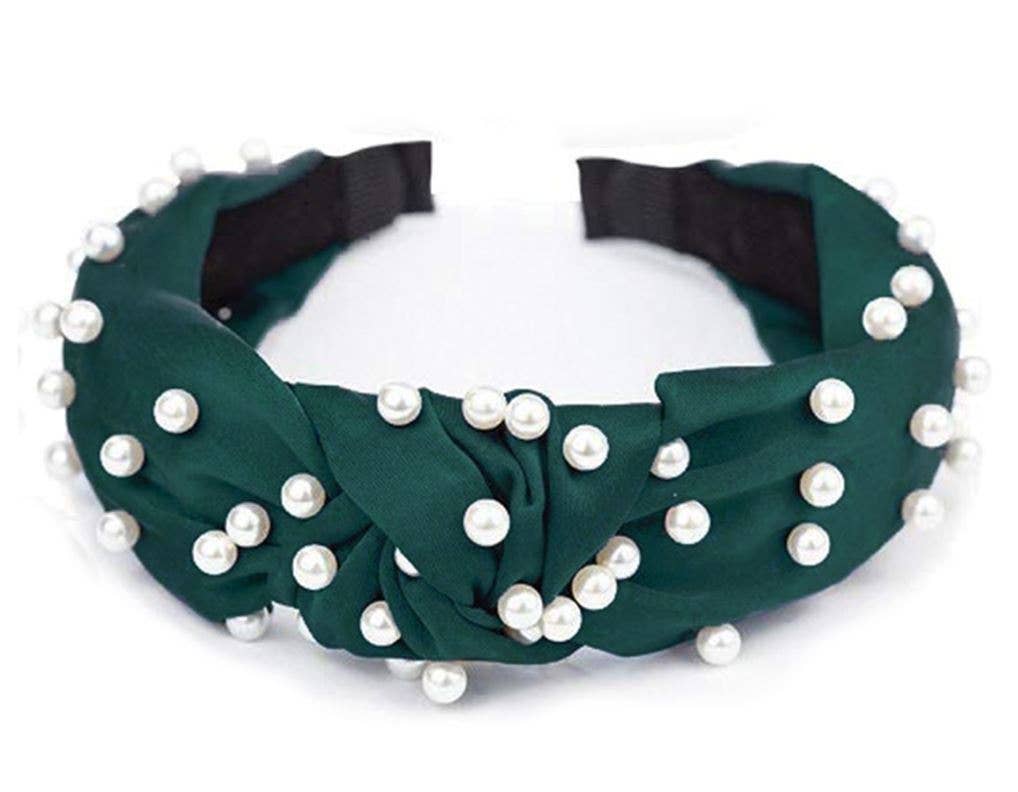 Paige Satin Headband: Green