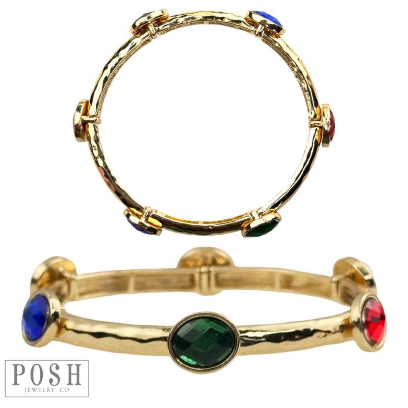 Faceted oval crystal bracelet: Gold