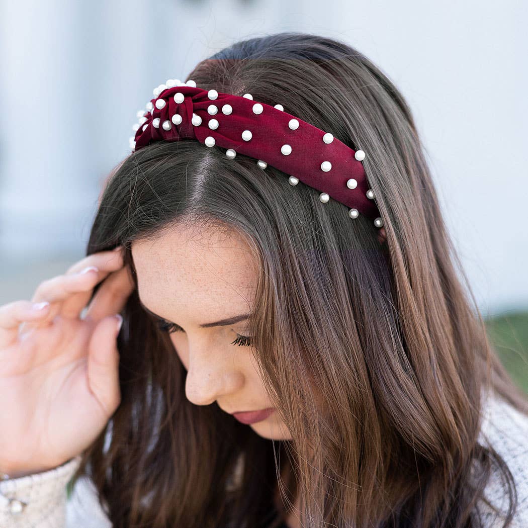 Paige Satin Headband: Berry