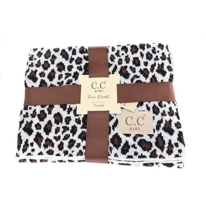 BABY C.C Leopard Pattern Blanket BBL80: White