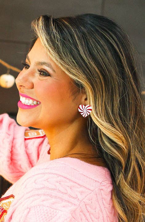 Heart Candy Cane Earrings: White / One Size
