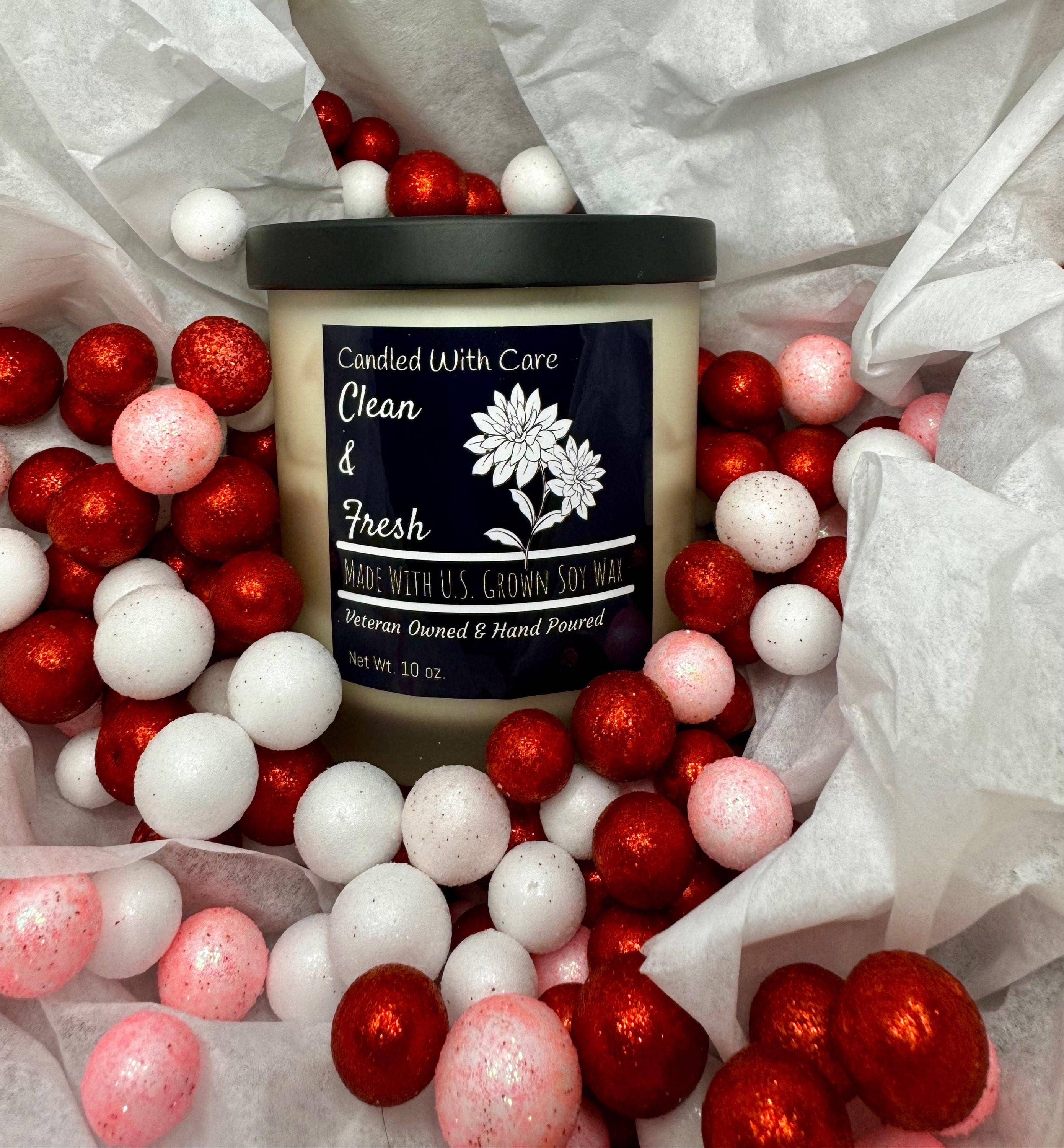 Clean & Fresh Soy Wax Candle with Wood Wick, Hand Poured: 12.5 oz.