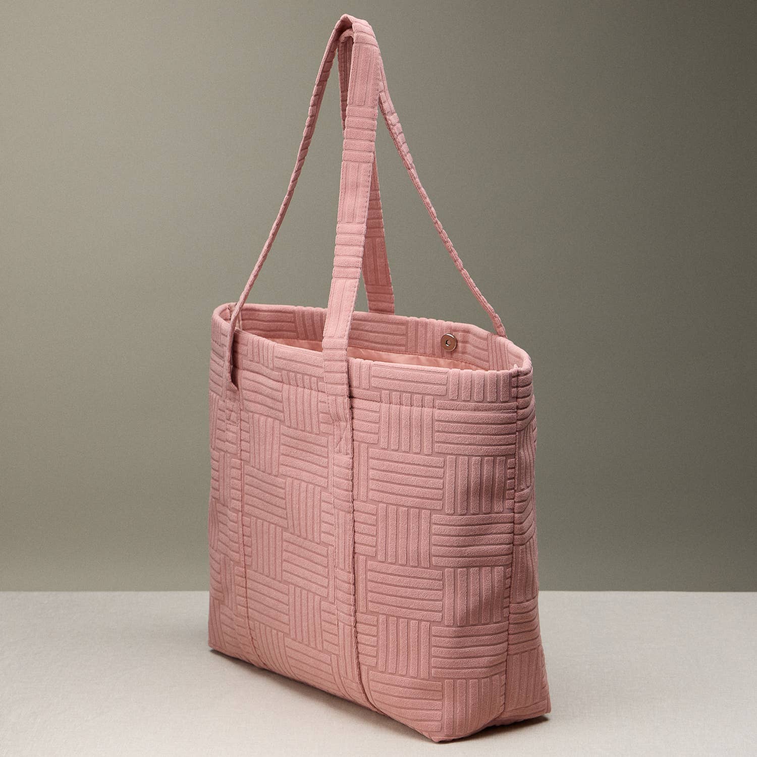 Quilted Tote Bag with Woven Texture: Light Blue / One / 5AG78035