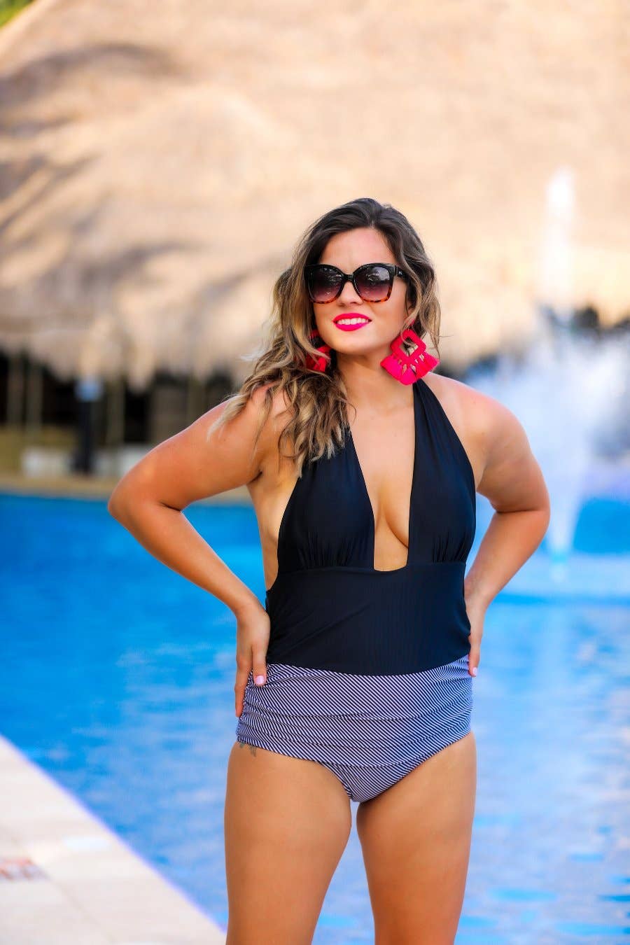 Make A Splash Halter Swimsuit by Jess Lea: Black