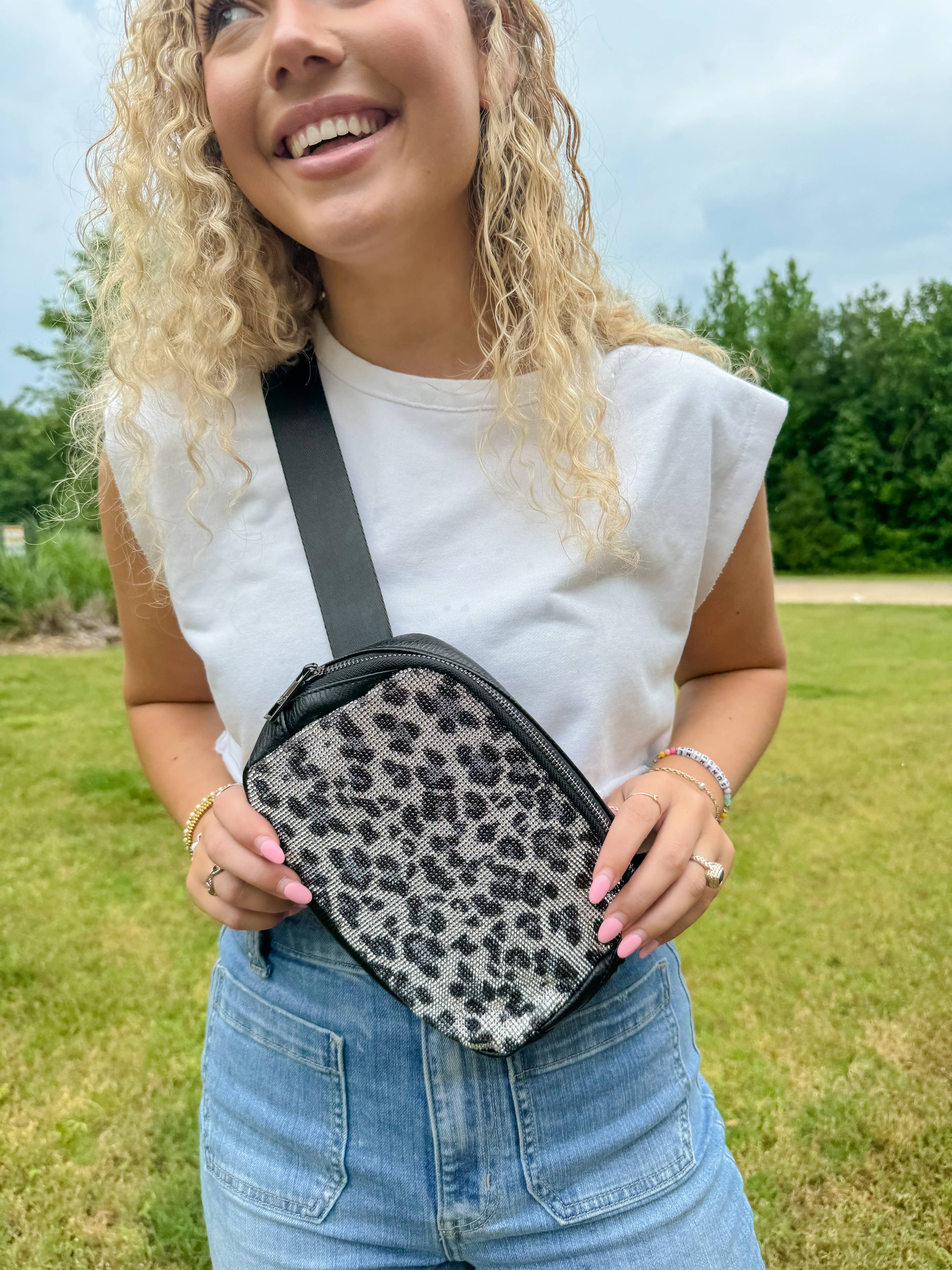 Animal Print Rhinestone Women&