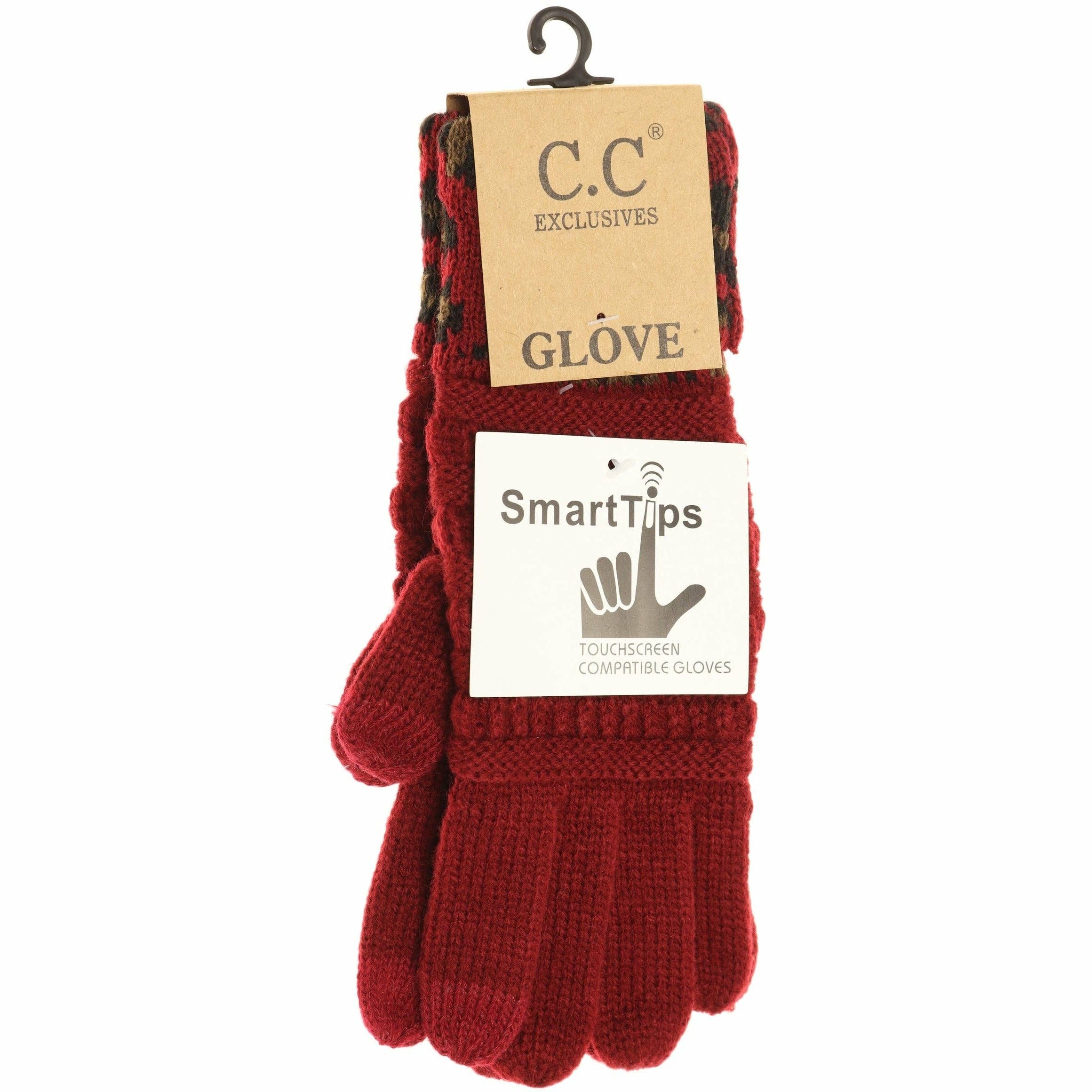 Solid Cable Knit Leopard Cuff CC Women&