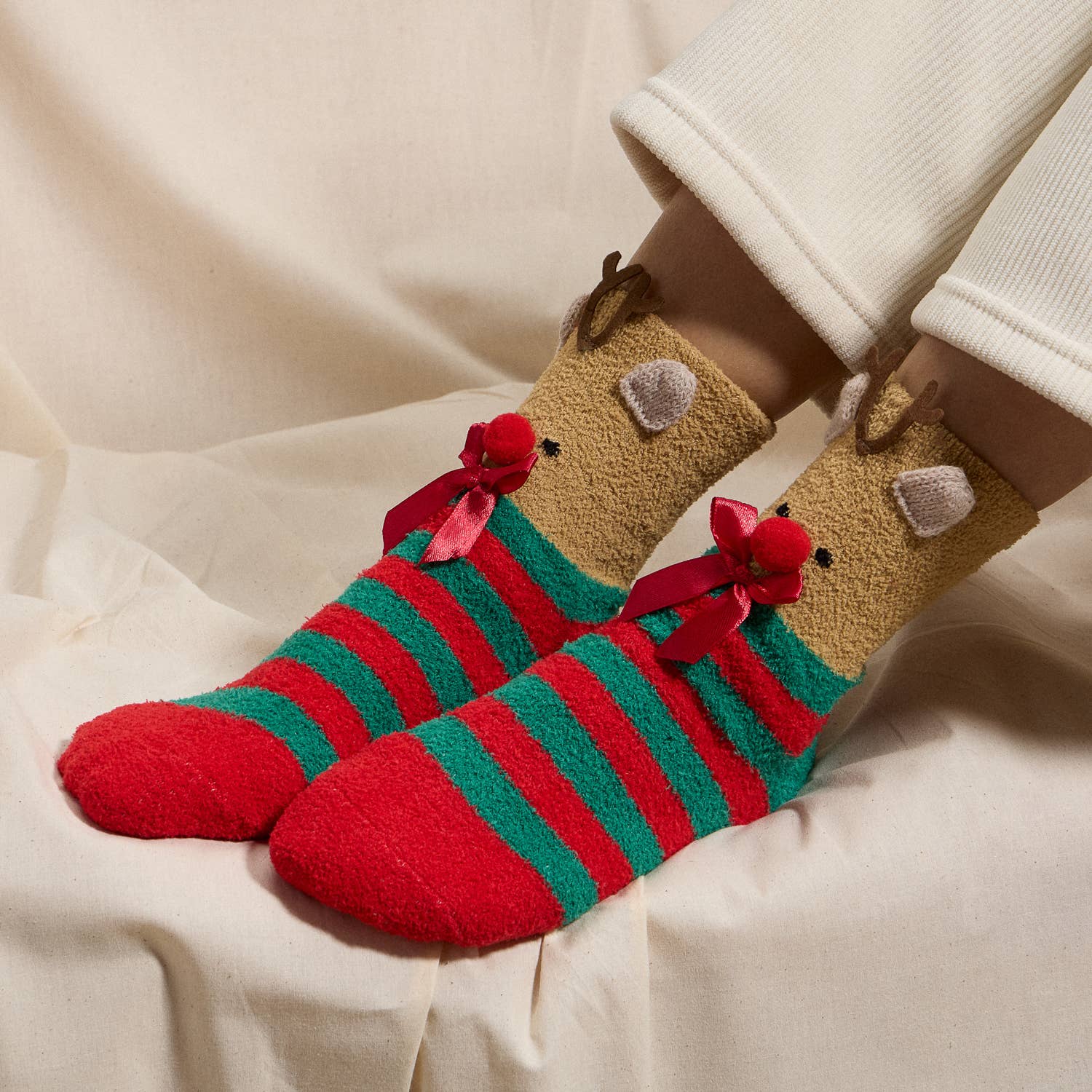 Christmas Fuzzy Socks Assorted Pack of 4: Assorted / One / 4DS98001