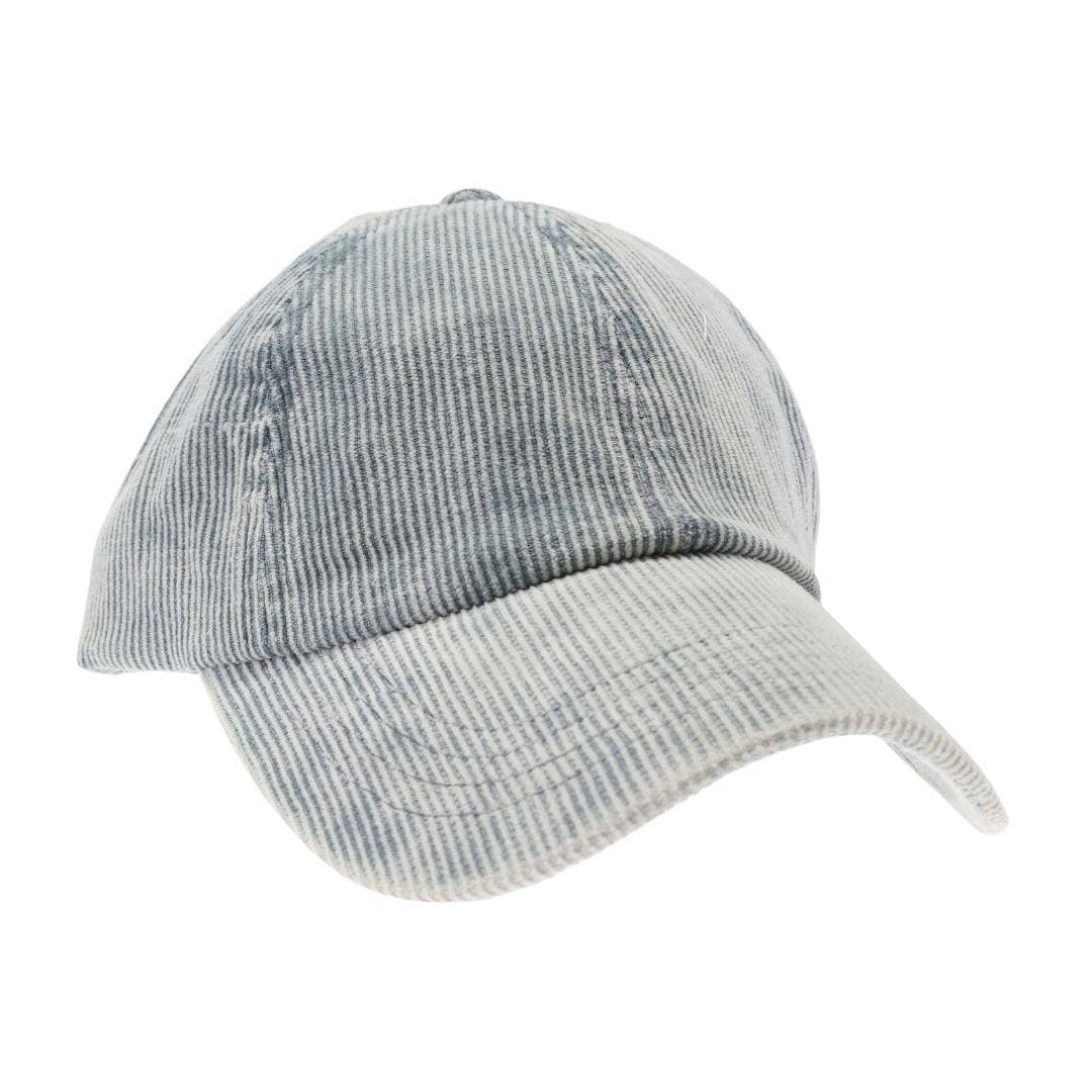Stonewashed Corduroy Criss Cross High Pony C.C Ball Cap BT10: Black
