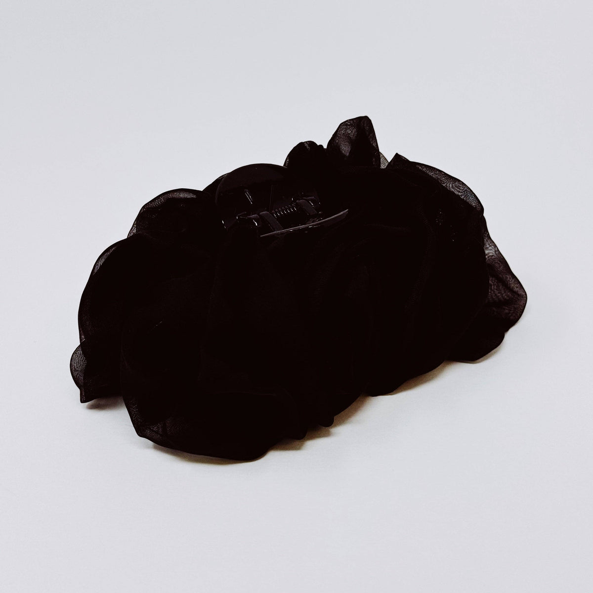 Sheer Flower Hair Claw: Black