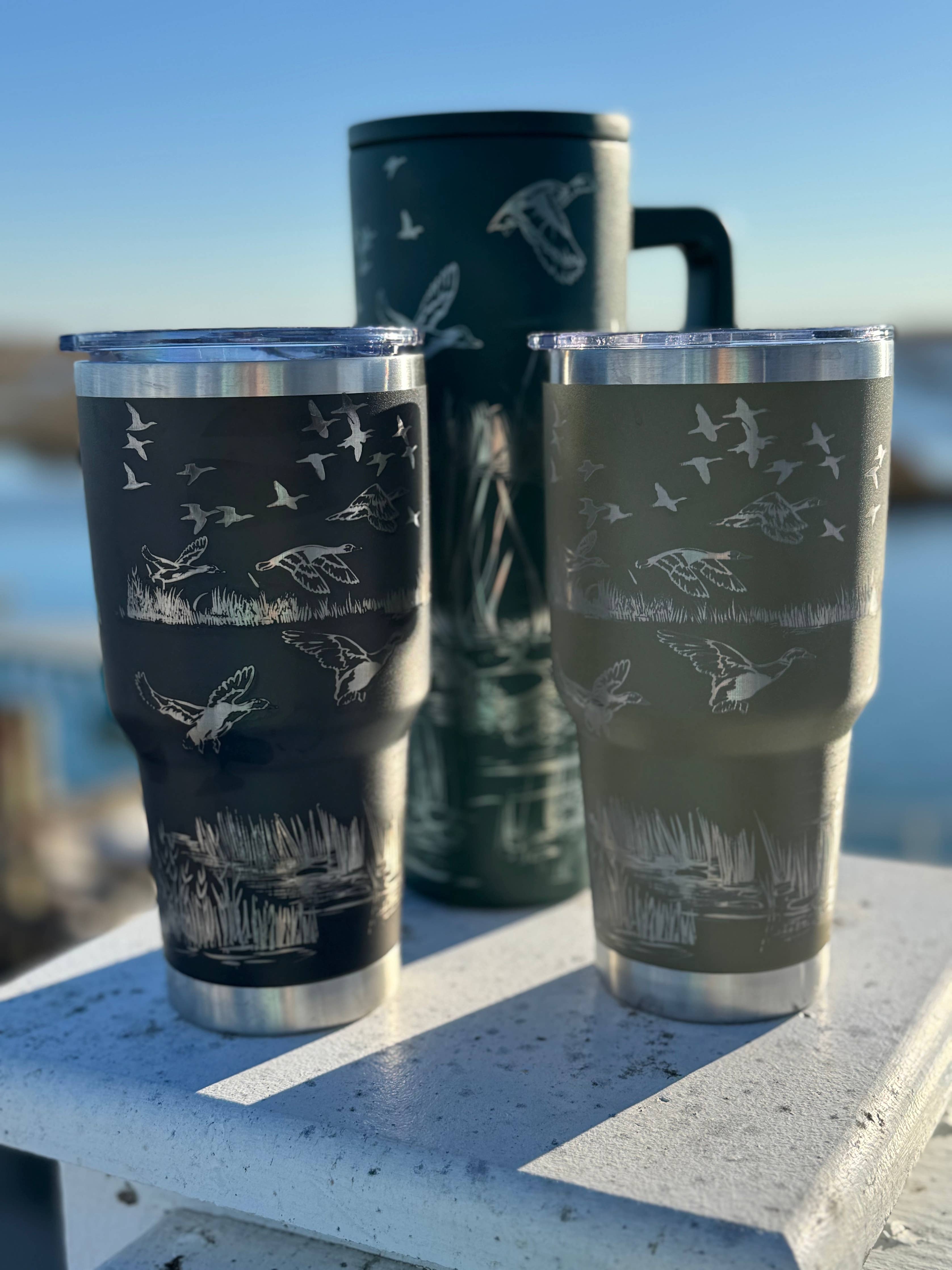 Duck Hunters paradise tumbler | Laser Engraved Wildlife Design | Hot & Cold Drink Insulation | Durable Hunting Gift for Duck Hunters: Green 40 oz SM style