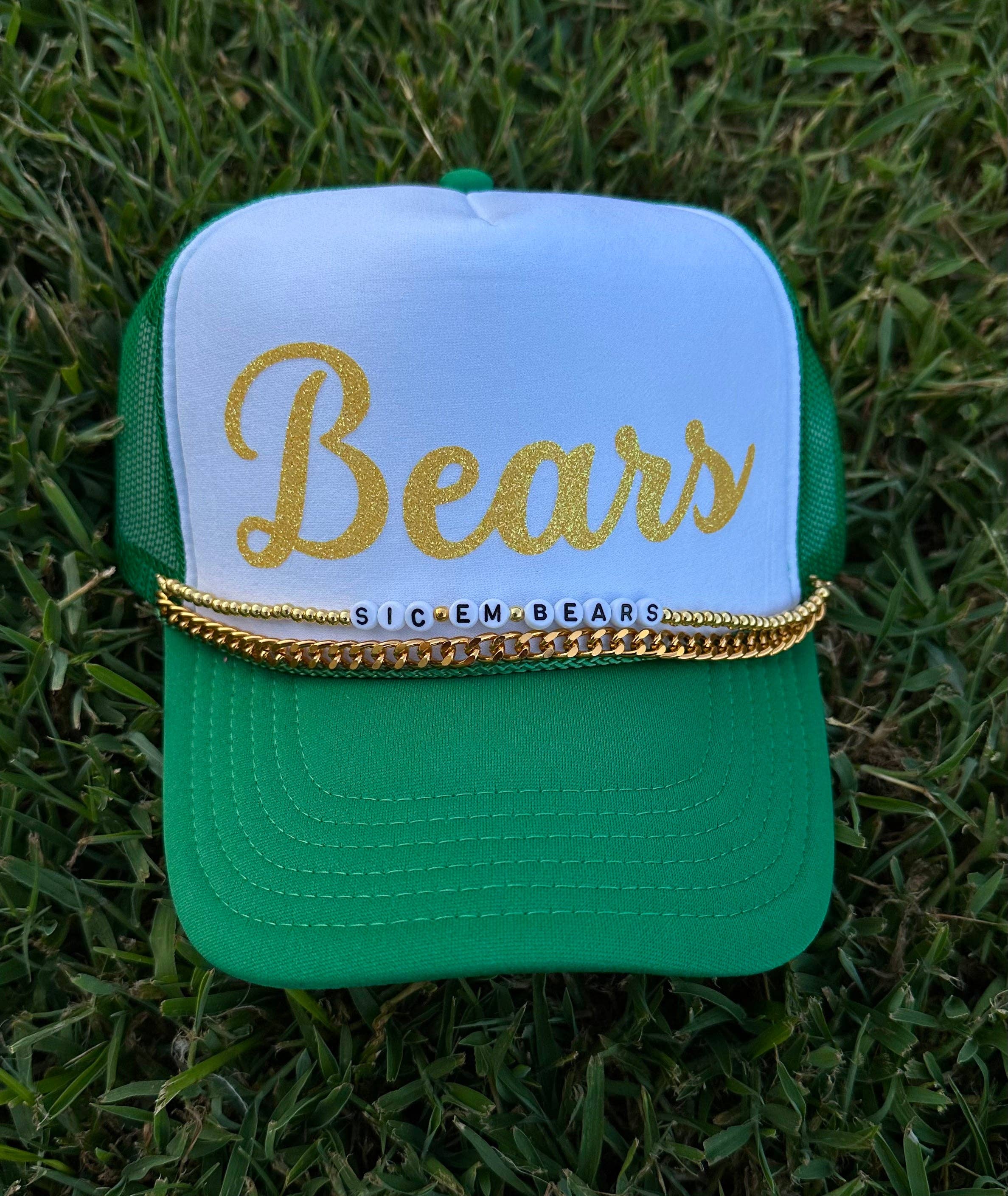 Bears Trucker Hat: Green/White Baylor
