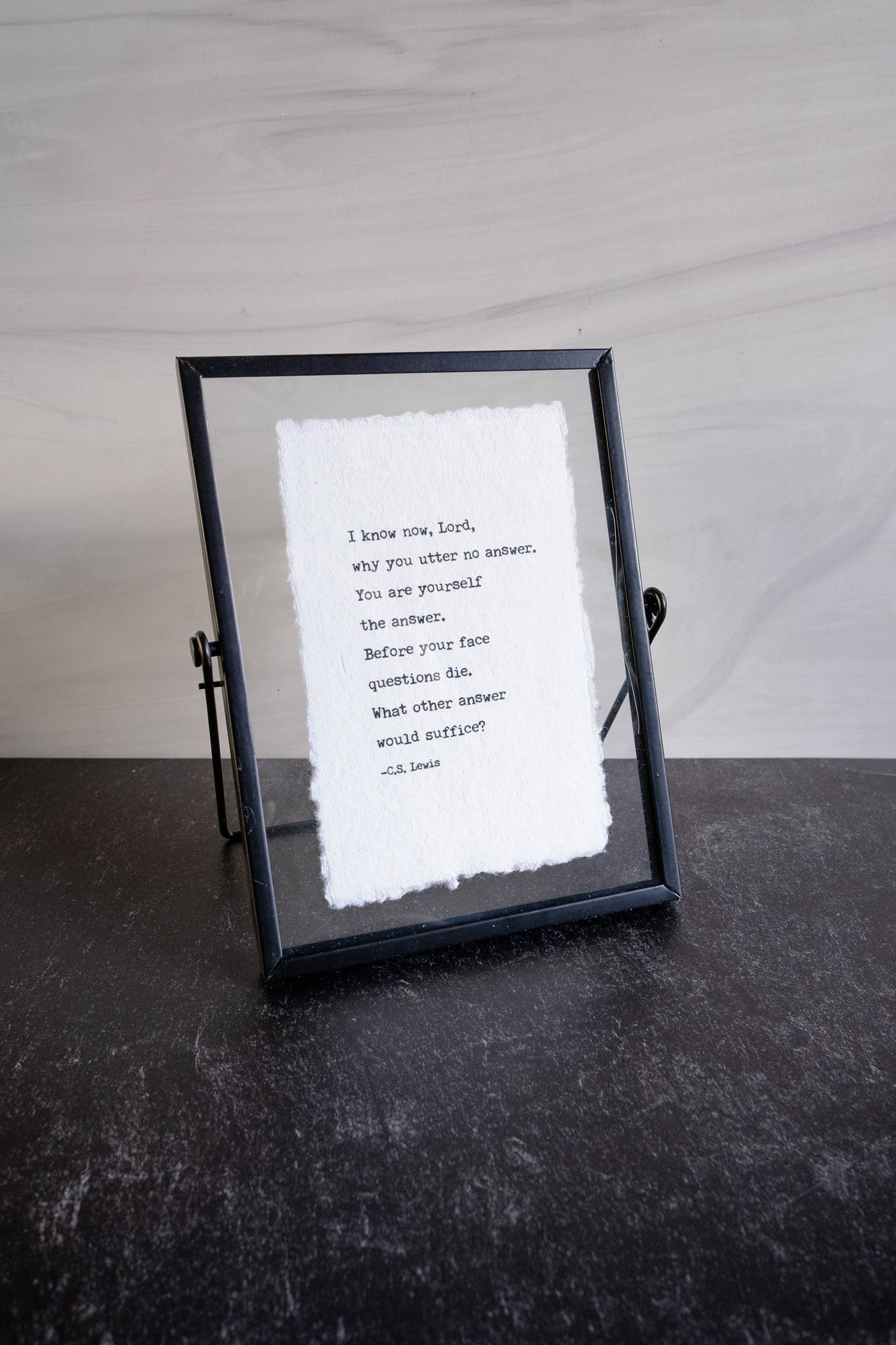 C.S. Lewis Quote | Vintage Linen Print Floating Frame: Sometimes fear does not subside- by Hart Design Co