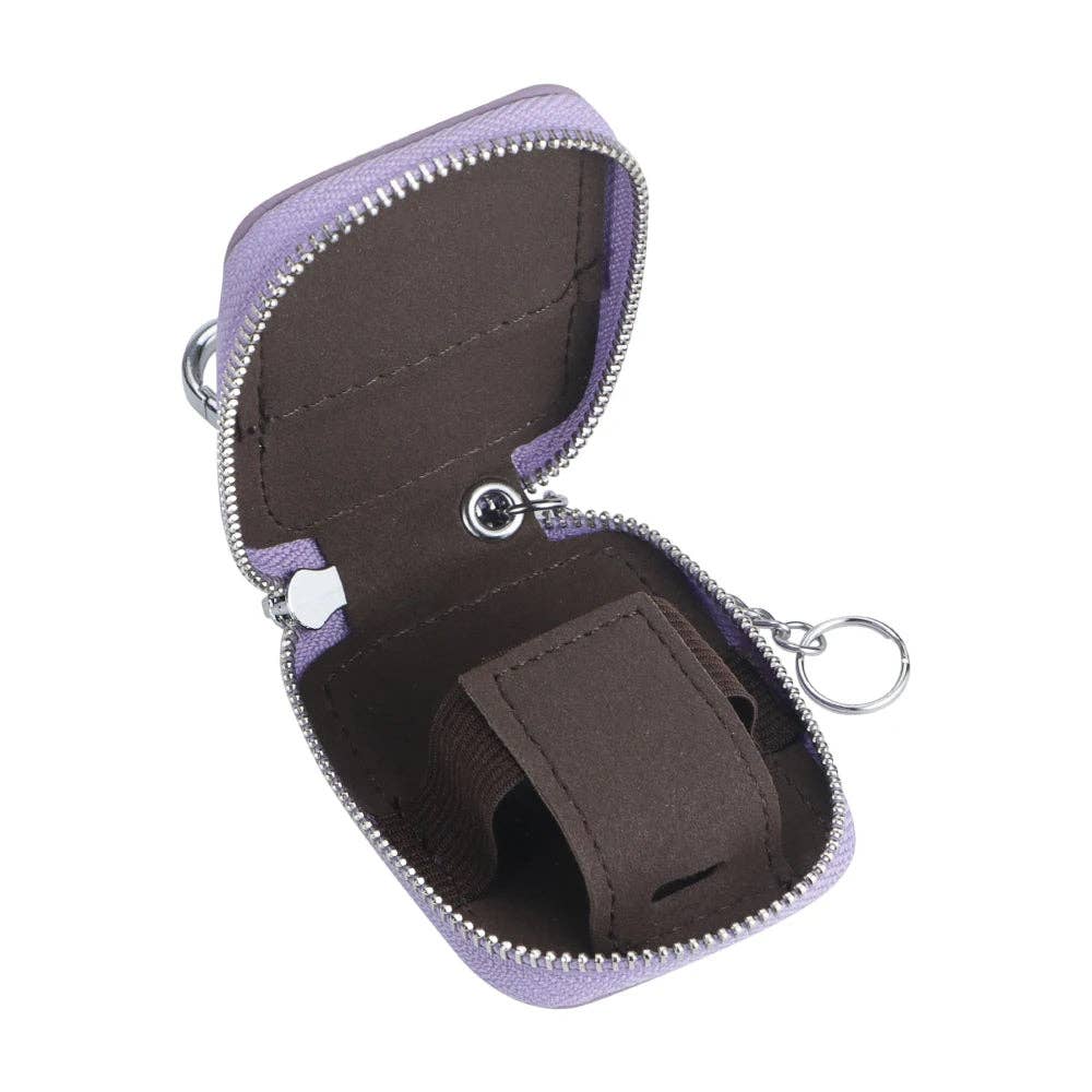 2901 Leather Earphone Pouch with Keychain: Light Grey