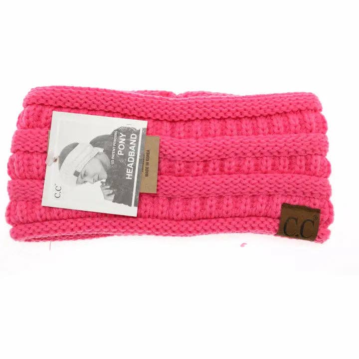 Solid Ribbed Ponytail Headband HB21: Neon Lime