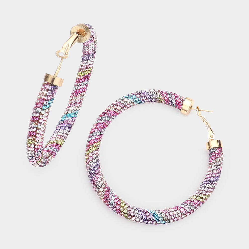 Rhinestone Pave Hoop Earrings
: NV