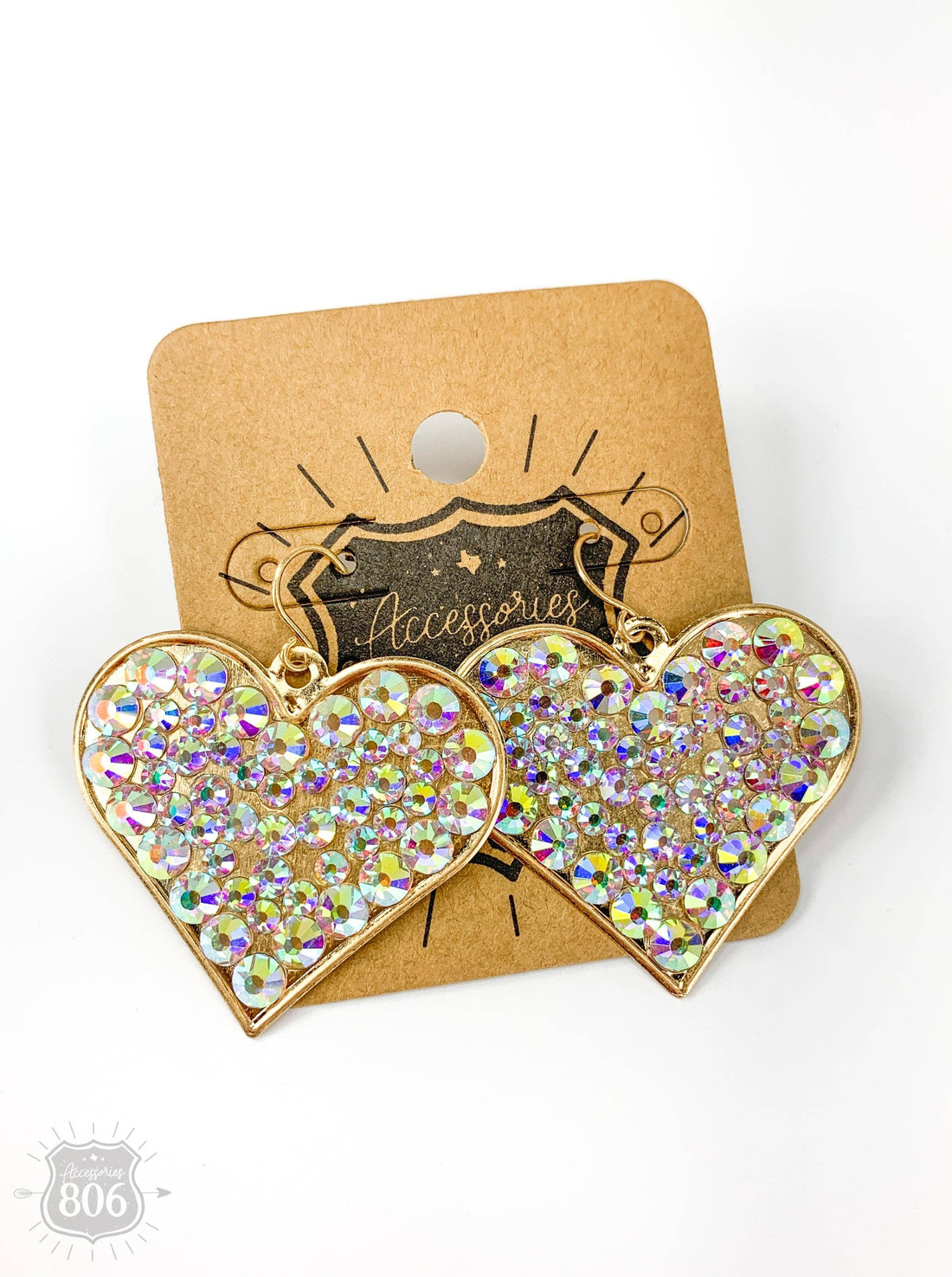 Rhinestone filled heart earring: AB