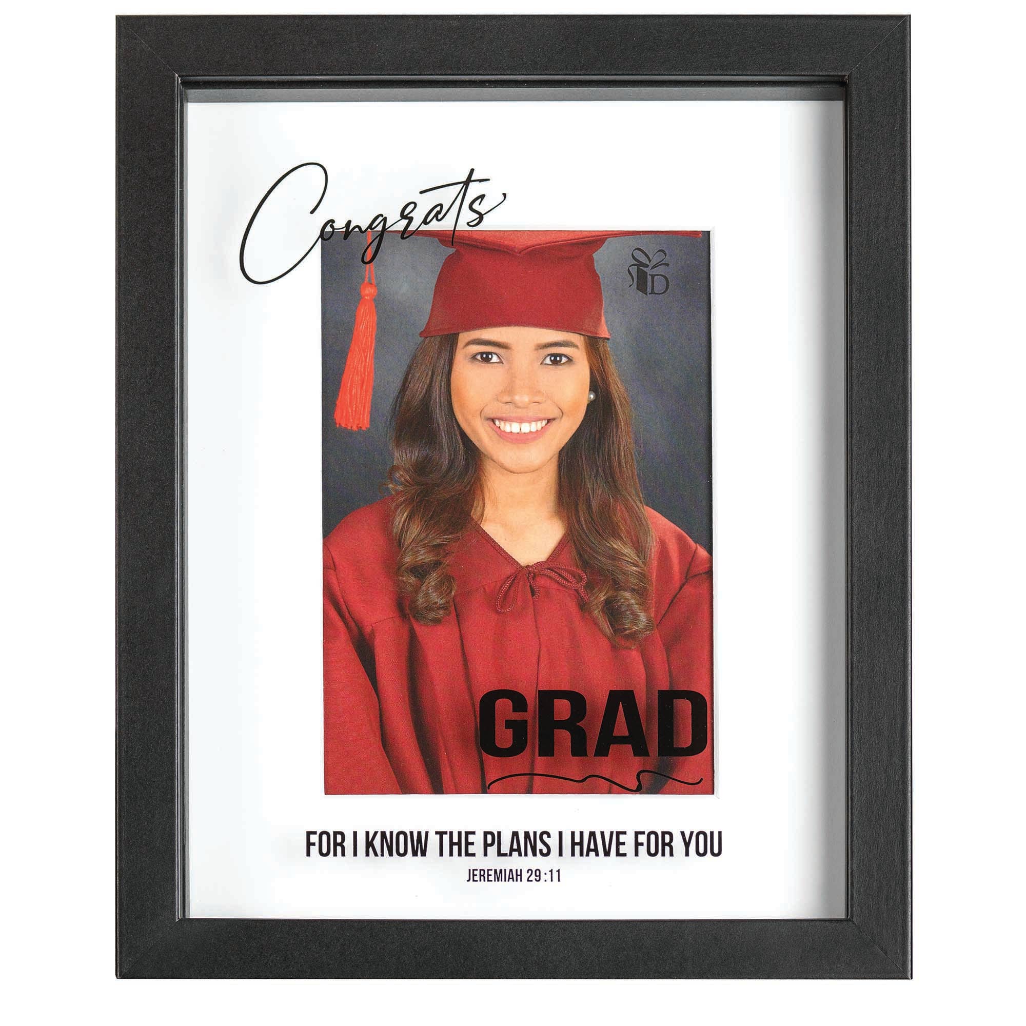 Framed Wall Congrats Grad Wood Glass Black