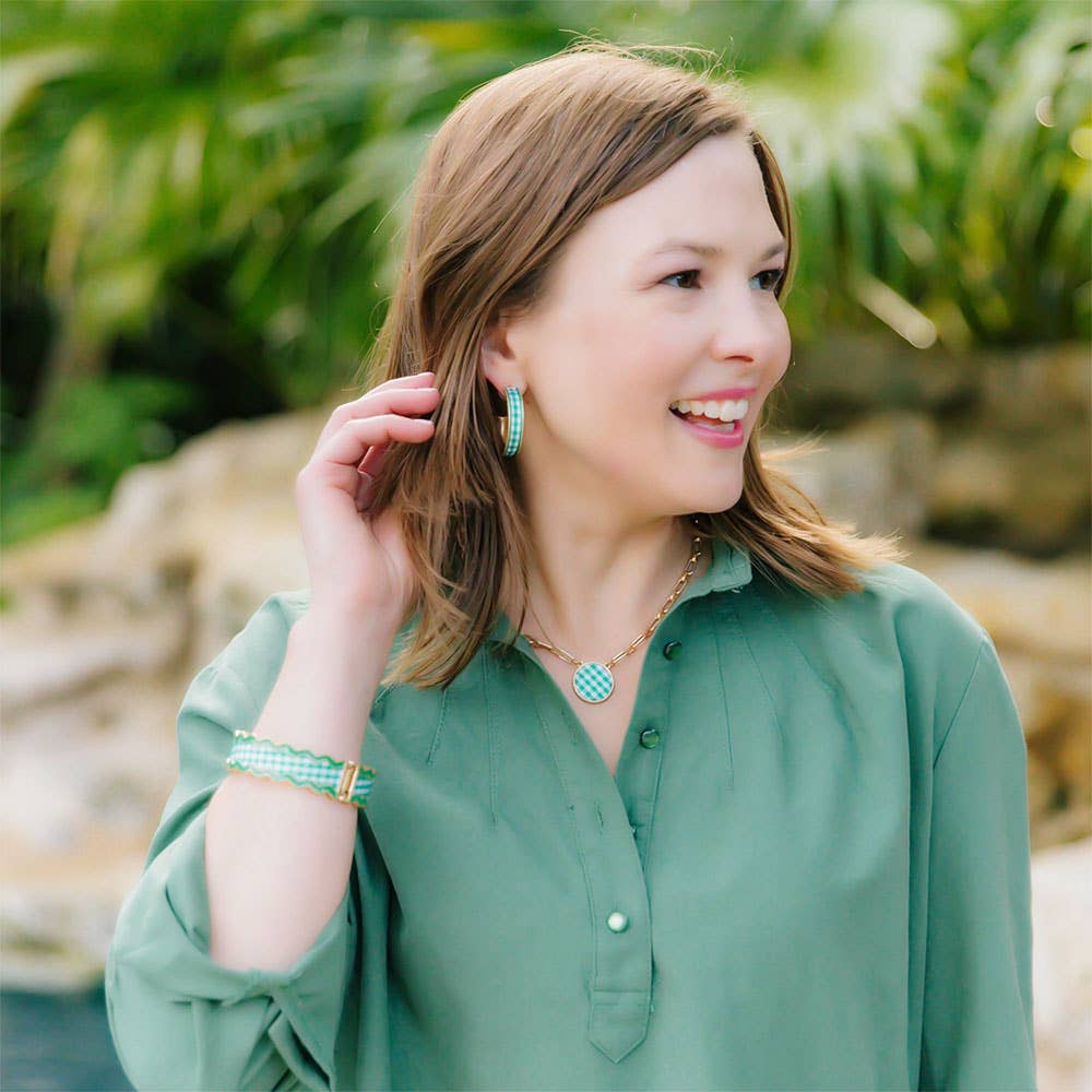 Libby Gingham Hoop Earrings: Black