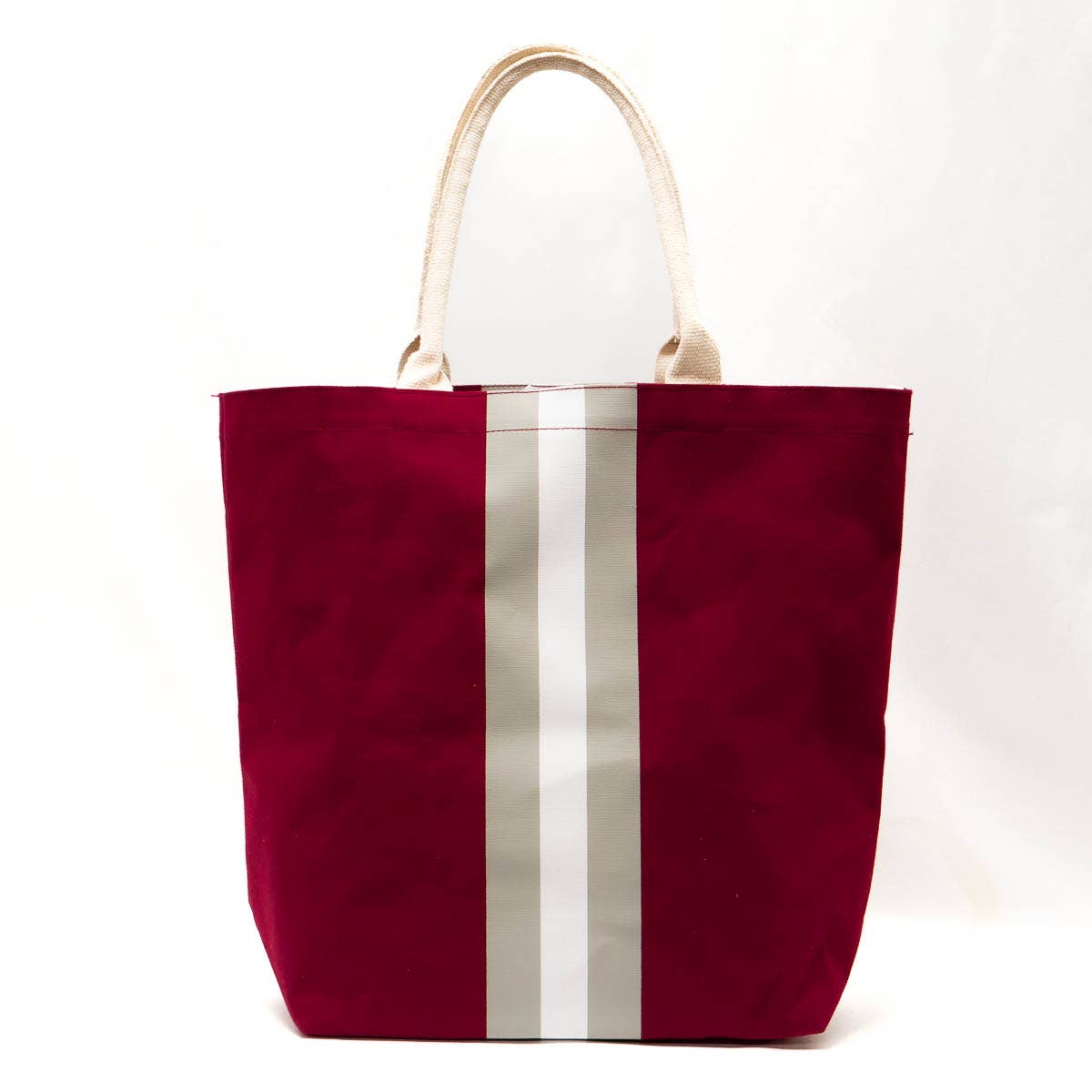 Campus Stripe Tote Maroon/White/Gray 20x17x6.5 by The Royal Standard