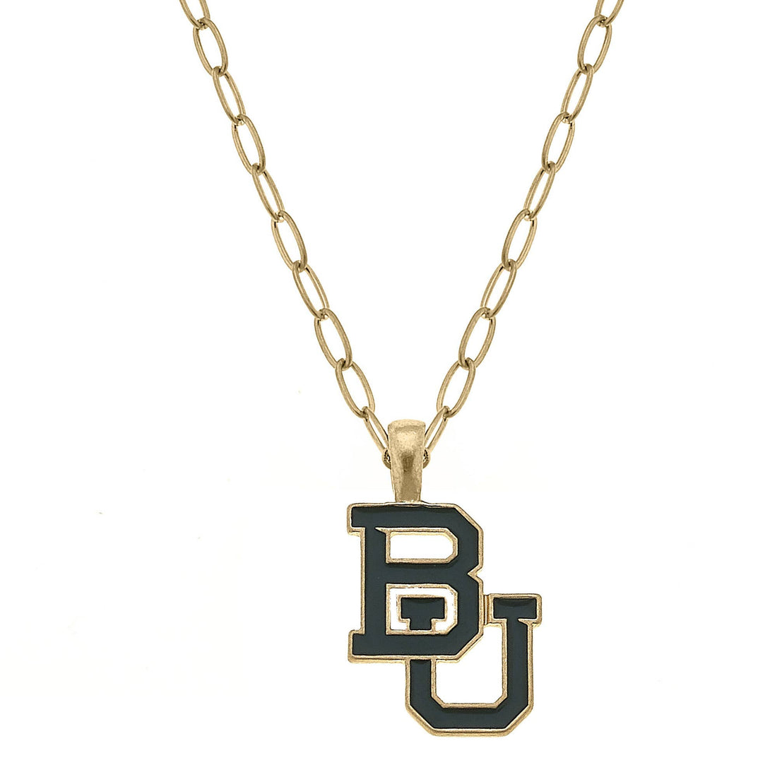 Baylor Bears Enamel Pendant Necklace in Green/Gold