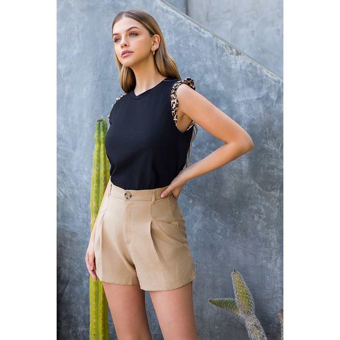 Knit Sleeveless Top: BLACK / XS-S-M-L(1-2-2-1)