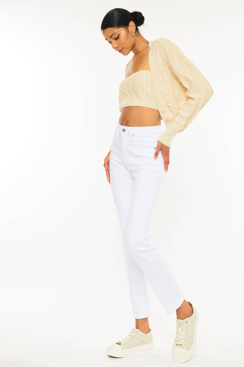 OPEN PACK HIGH RISE SLIM STRAIGHT JEANS-KC11252WT: WHITE / 1/24