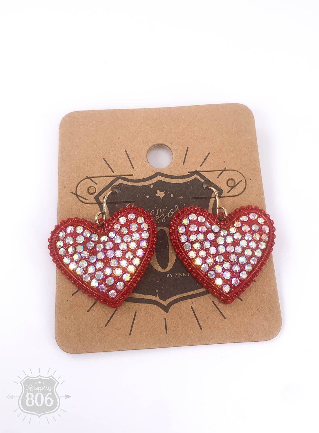 Rhinestone heart earring: Red