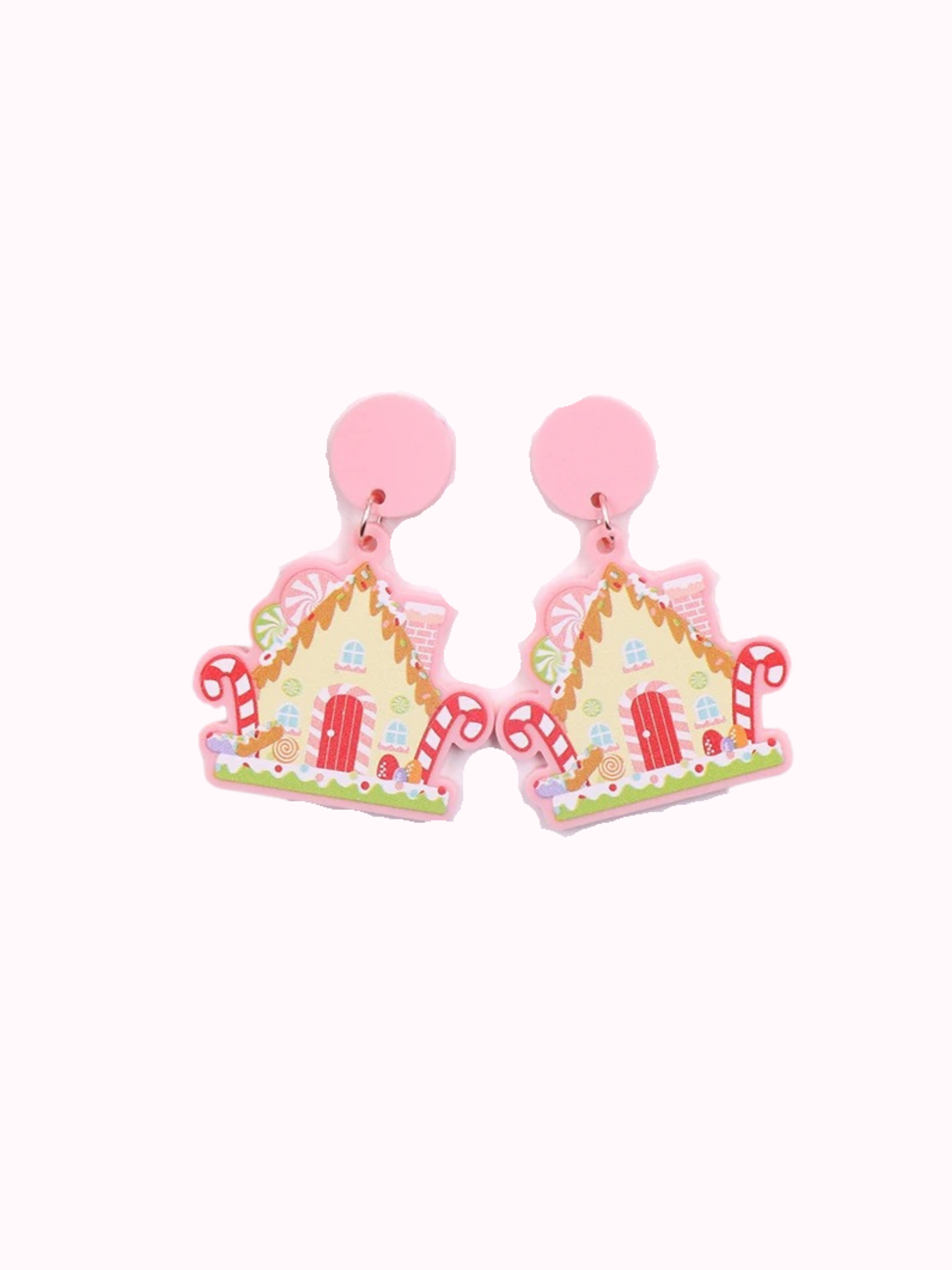 Pink Candyland Gingerbread House Earring