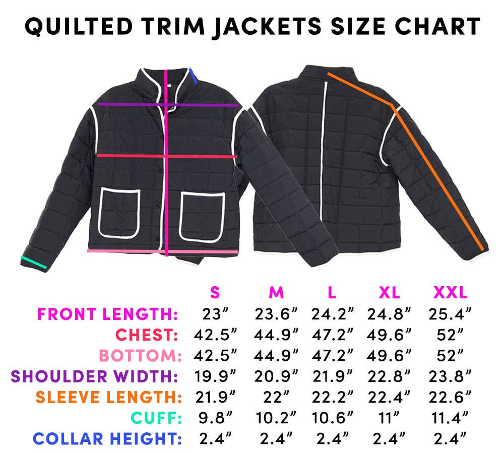 Black Quilted Trim Jacket Women&