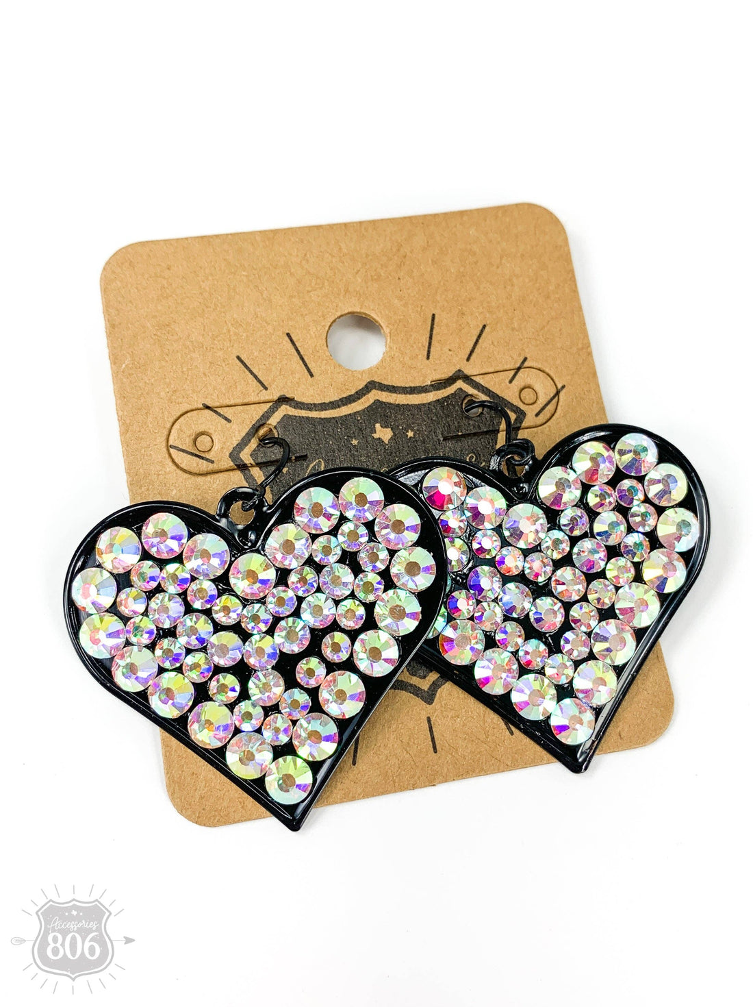 Rhinestone filled heart earring: Black