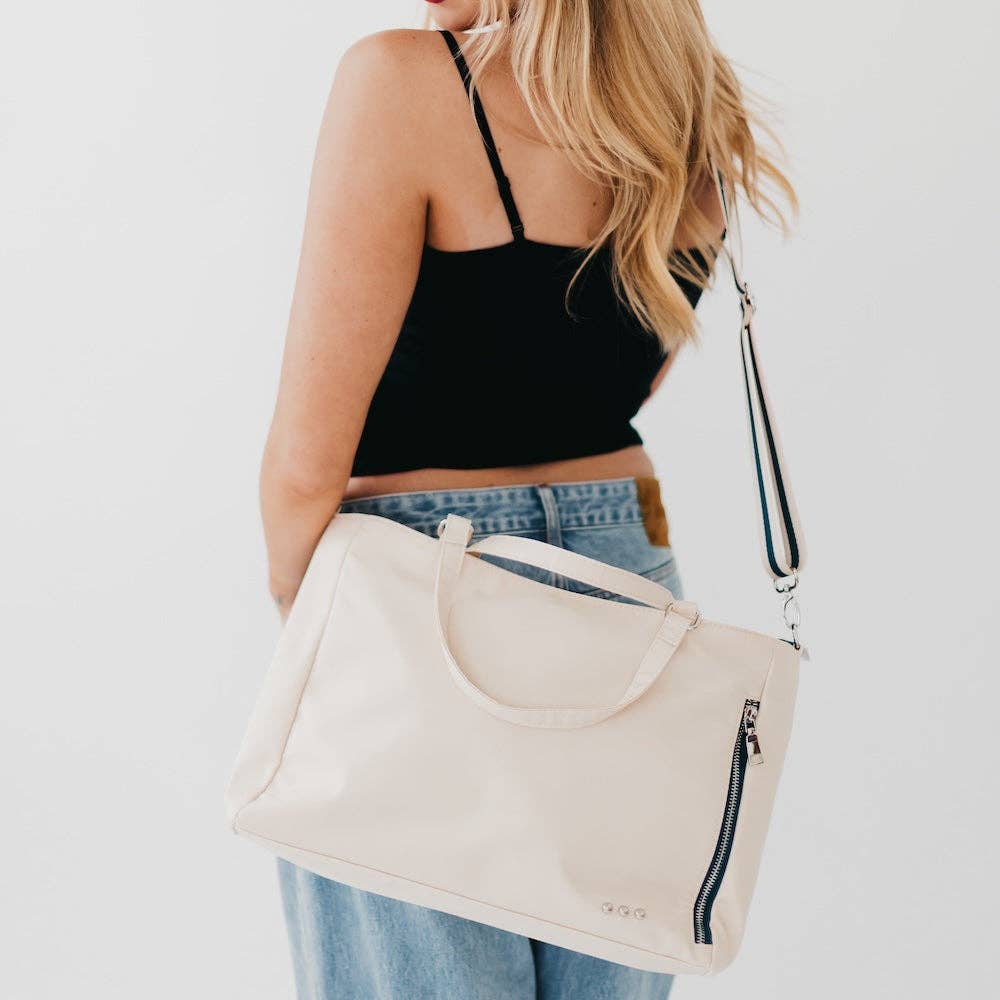 Nina Nylon Organizer Tote Bag: Navy