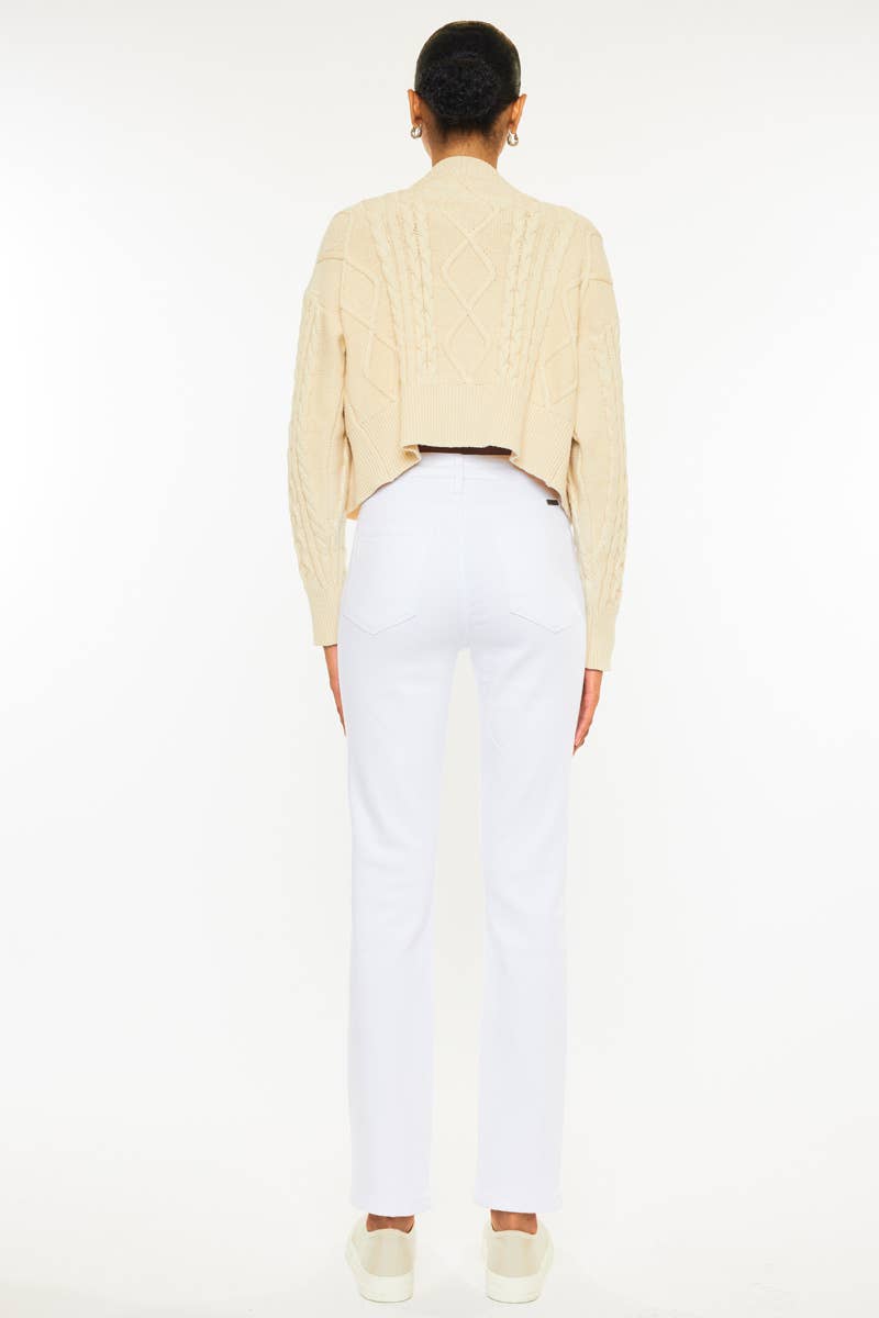 OPEN PACK HIGH RISE SLIM STRAIGHT JEANS-KC11252WT: WHITE / 7/27