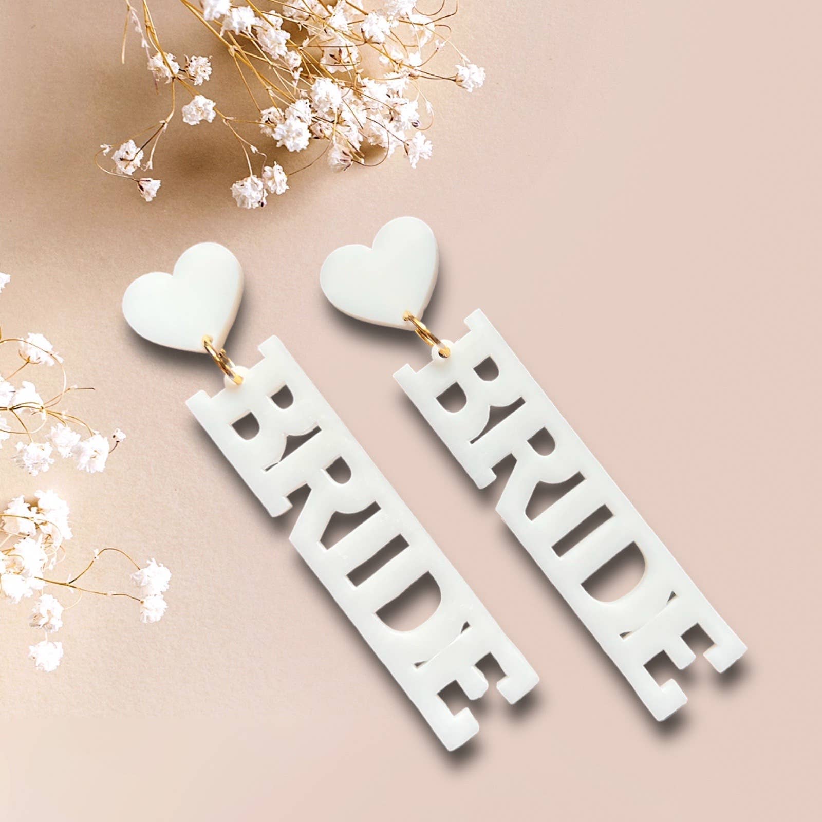 Bride Earrings, Bachelorette Earrings, Bridal Earrings: Gold